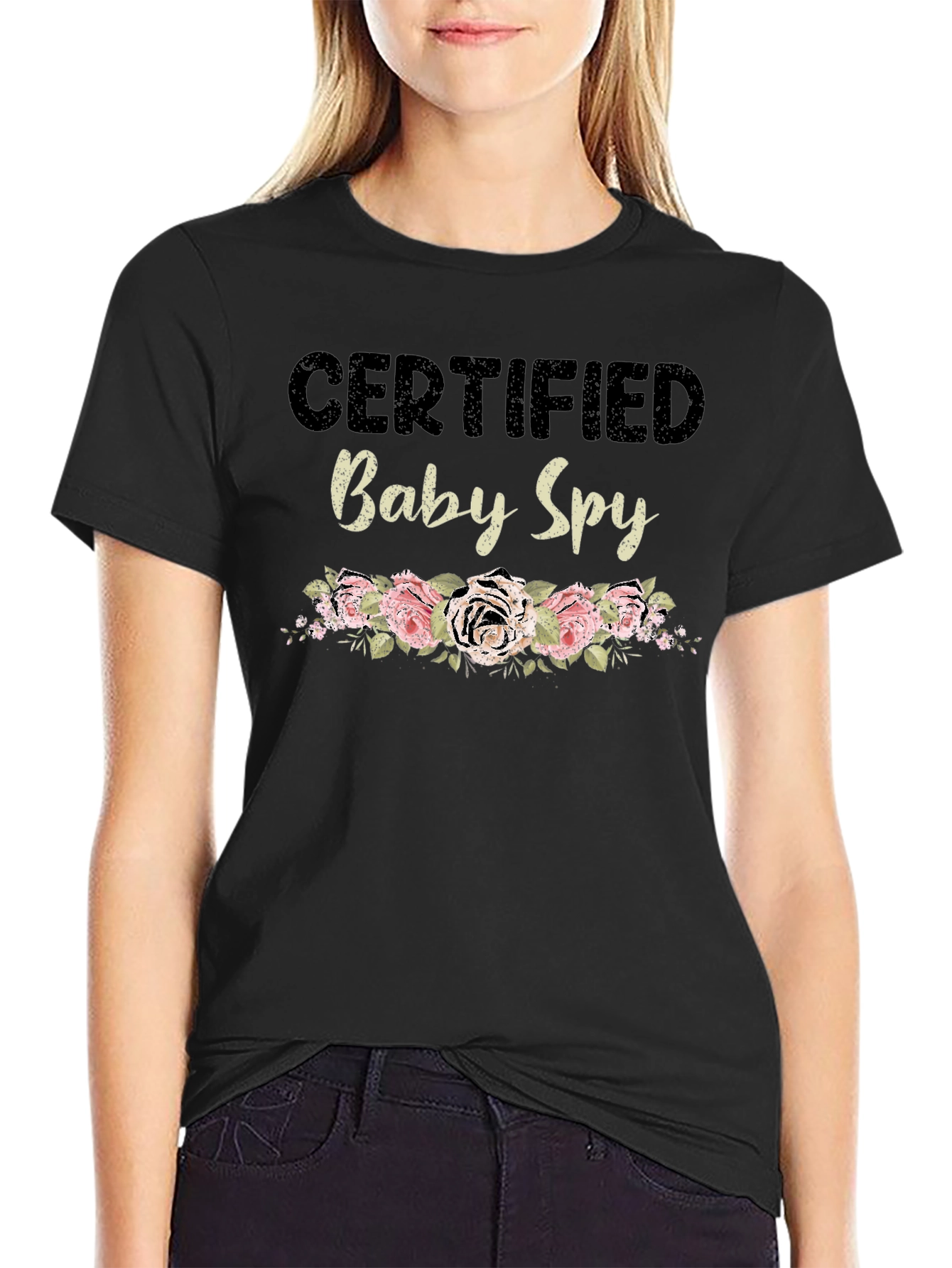 Black Certified Baby Spy Floral Graphic Tee view 2