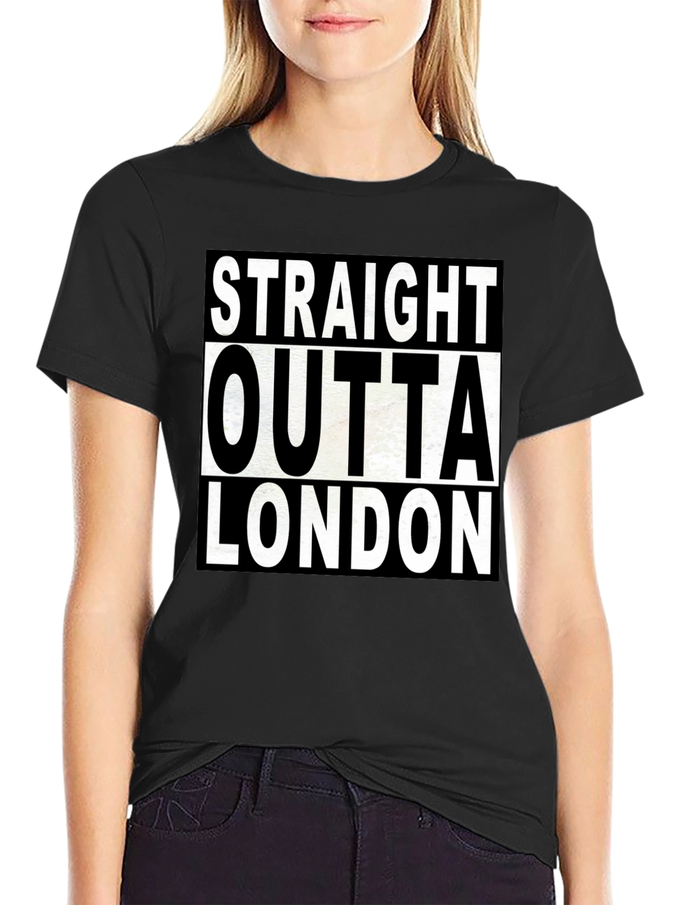 Black Straight Outta London T-Shirt view 2