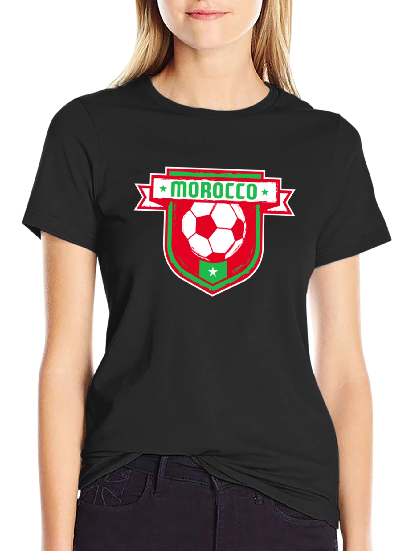 Black Morocco Soccer Black T-Shirt view 2
