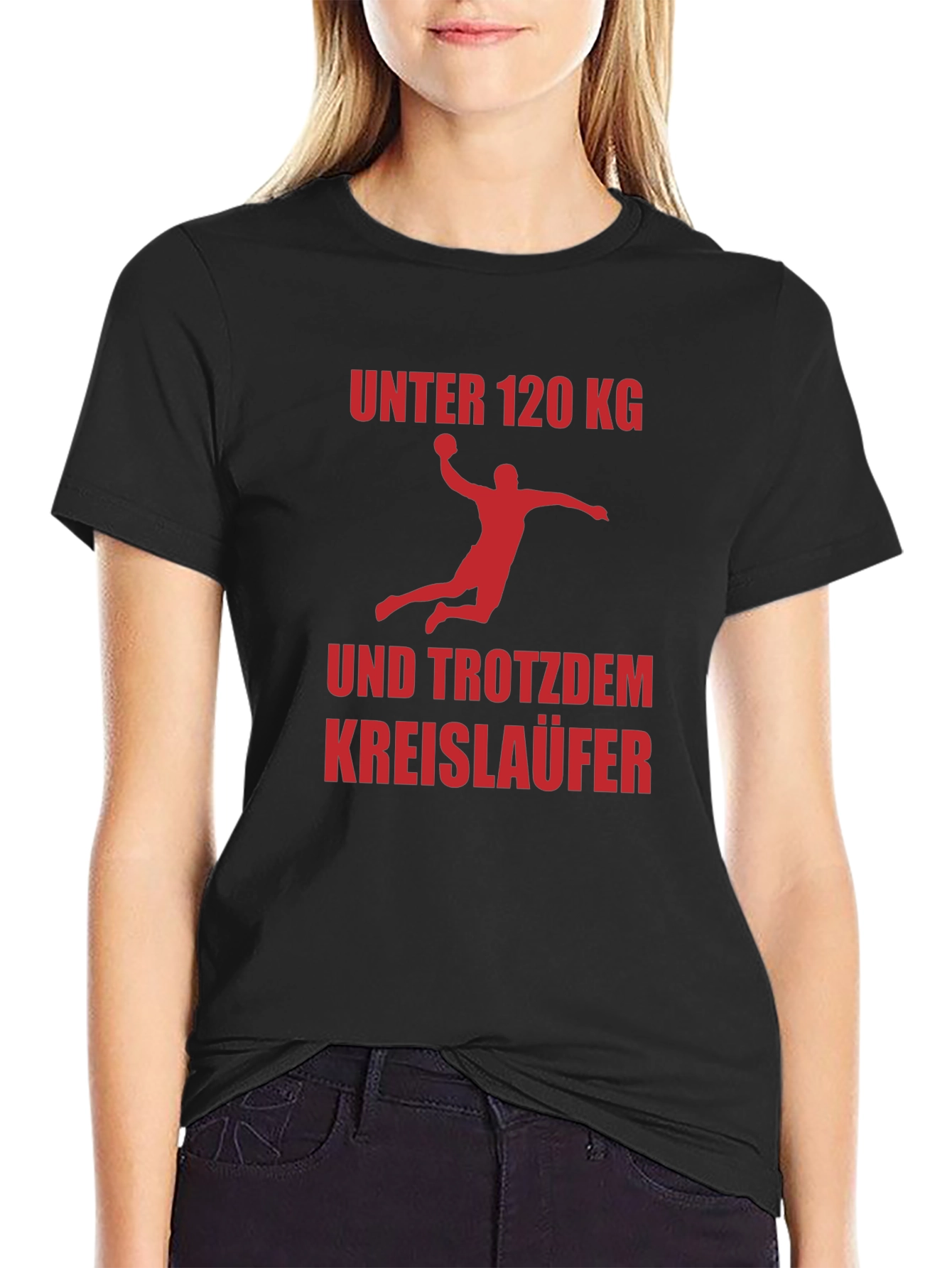 Black Handball Player Under 120 KG T-Shirt view 2