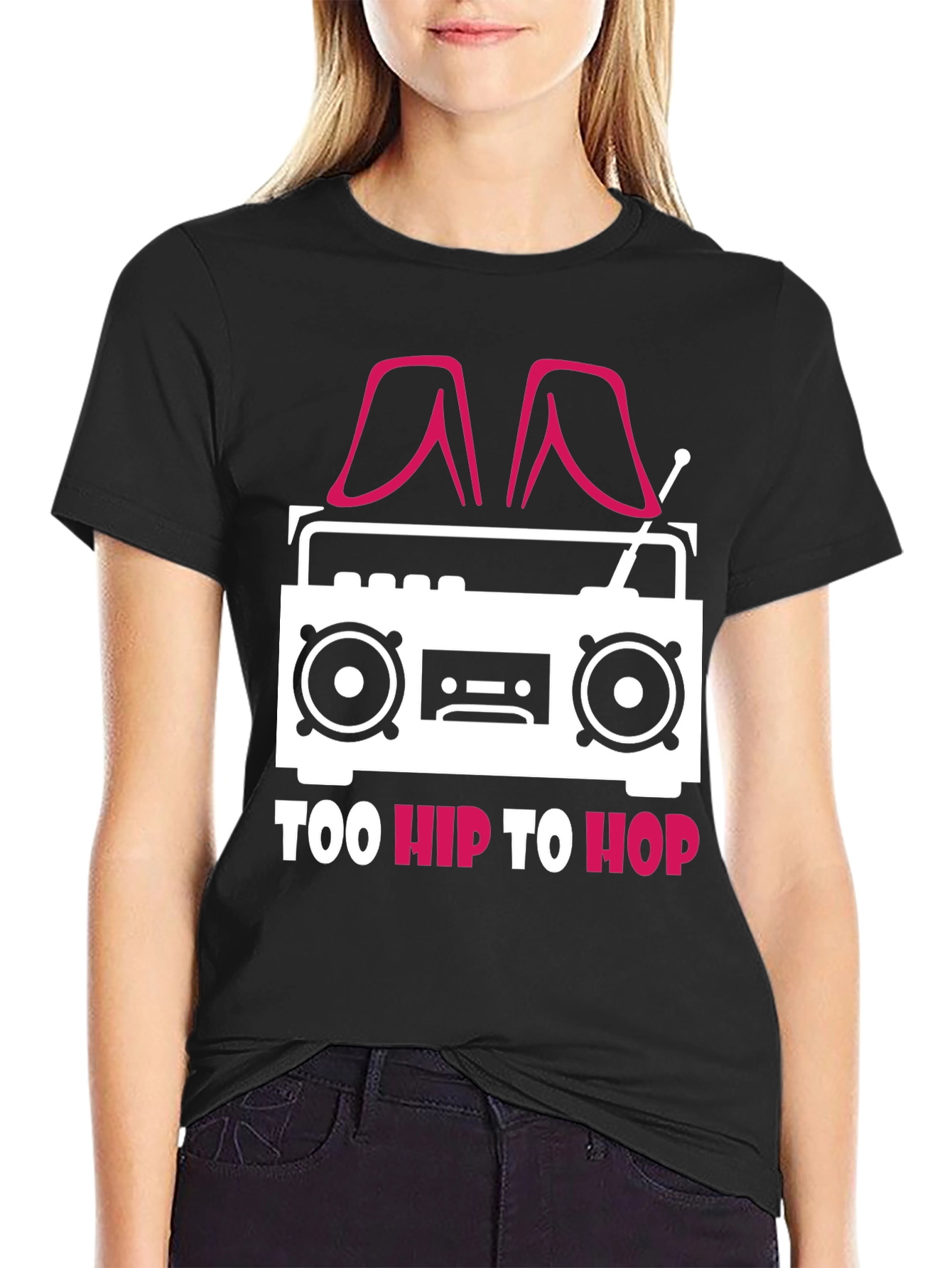 Black Too Hip To Hop T-Shirt - Novelty Graphic Tee view 2