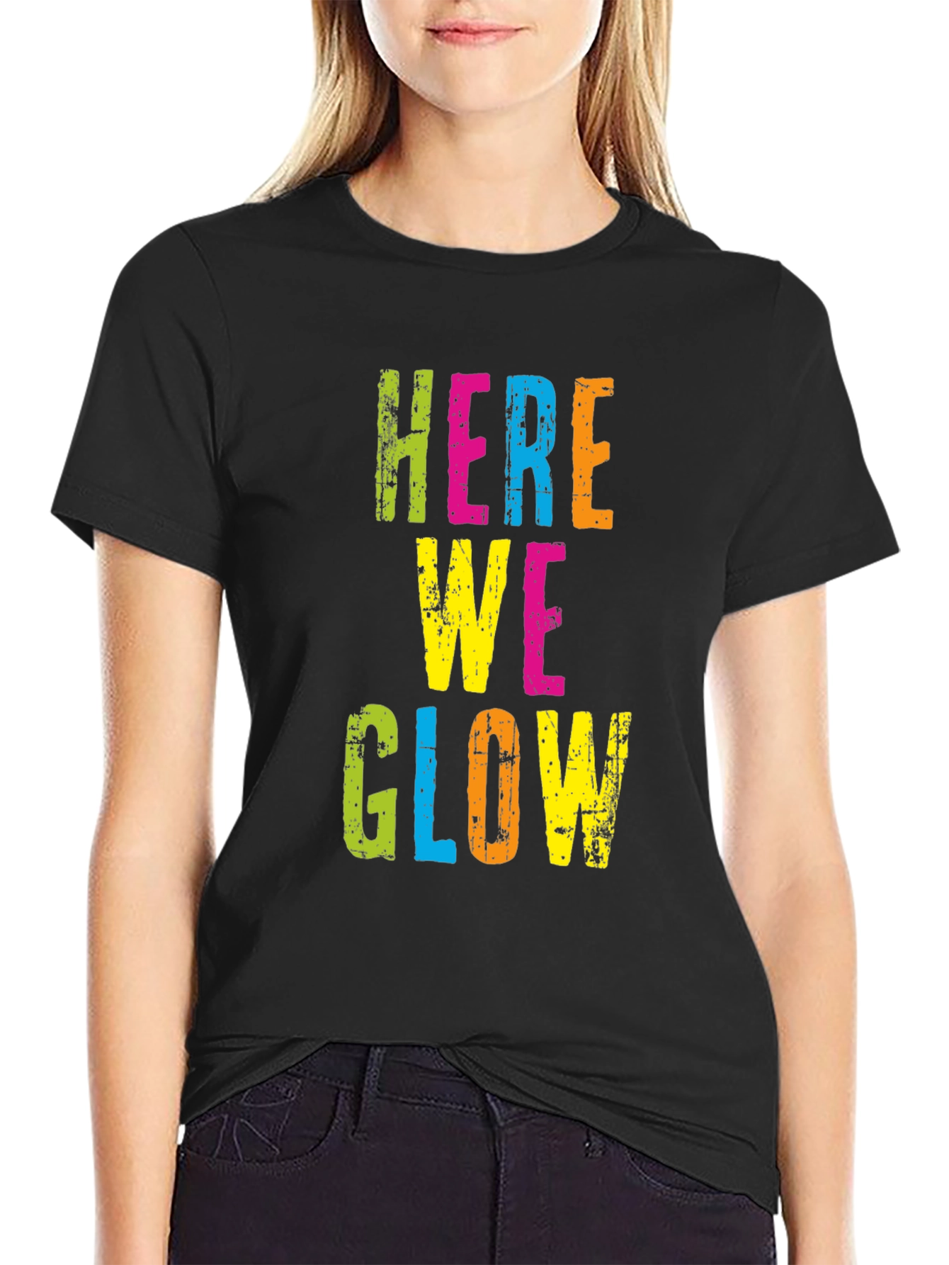 Black Here We Glow Graphic Tee - Party Ready T-Shirt view 2