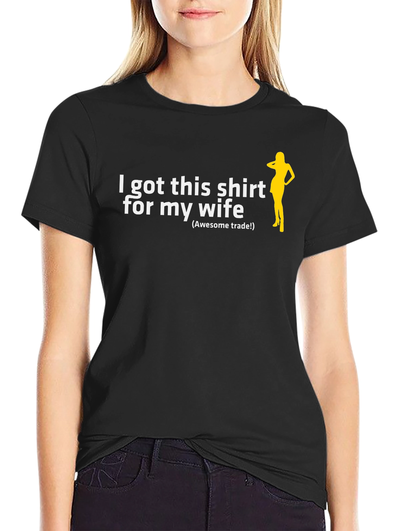 Black Humorous 'I Got This Shirt for My Wife' Graphic Tee view 2