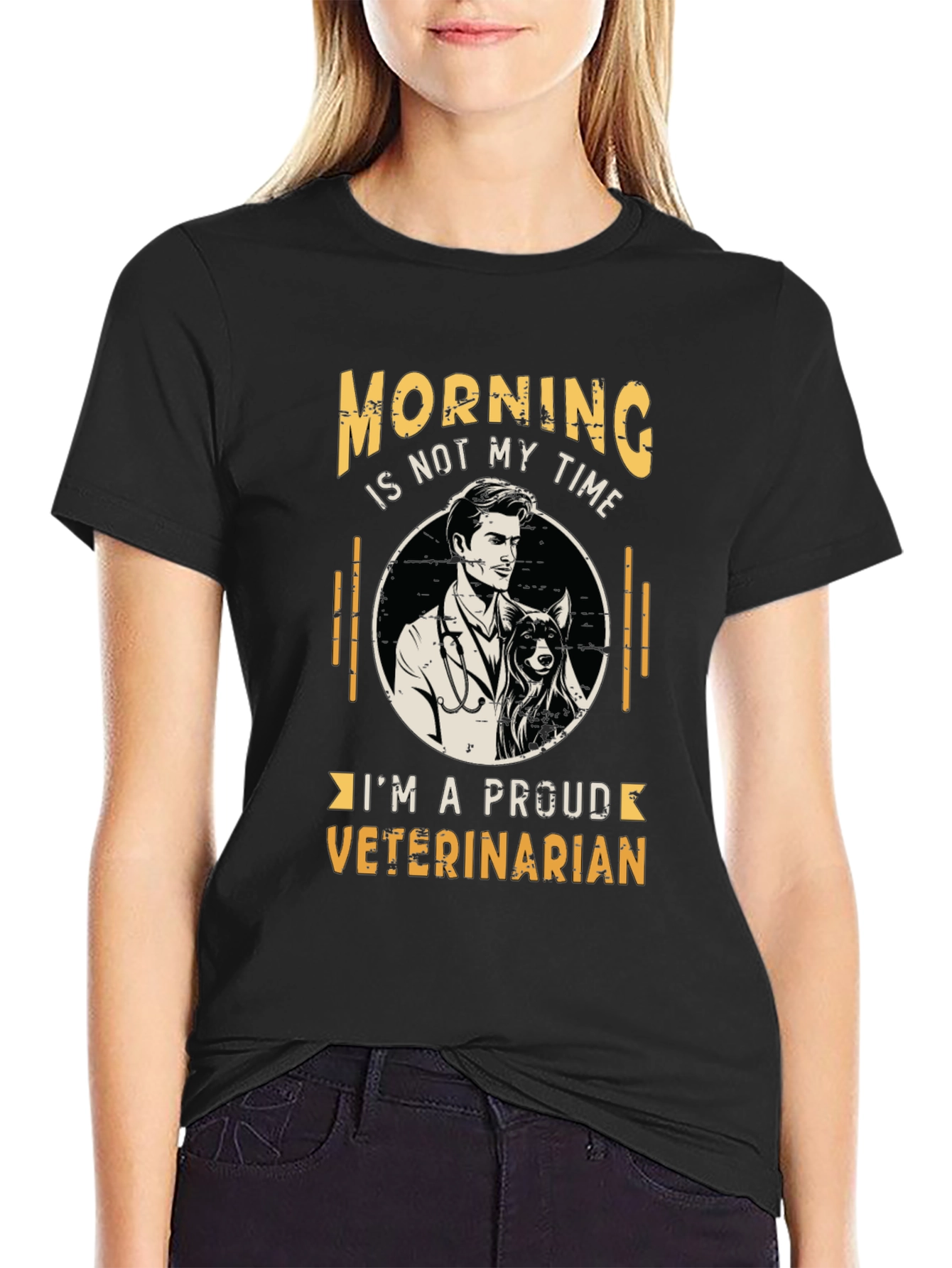Black Proud Veterinarian T-Shirt view 2