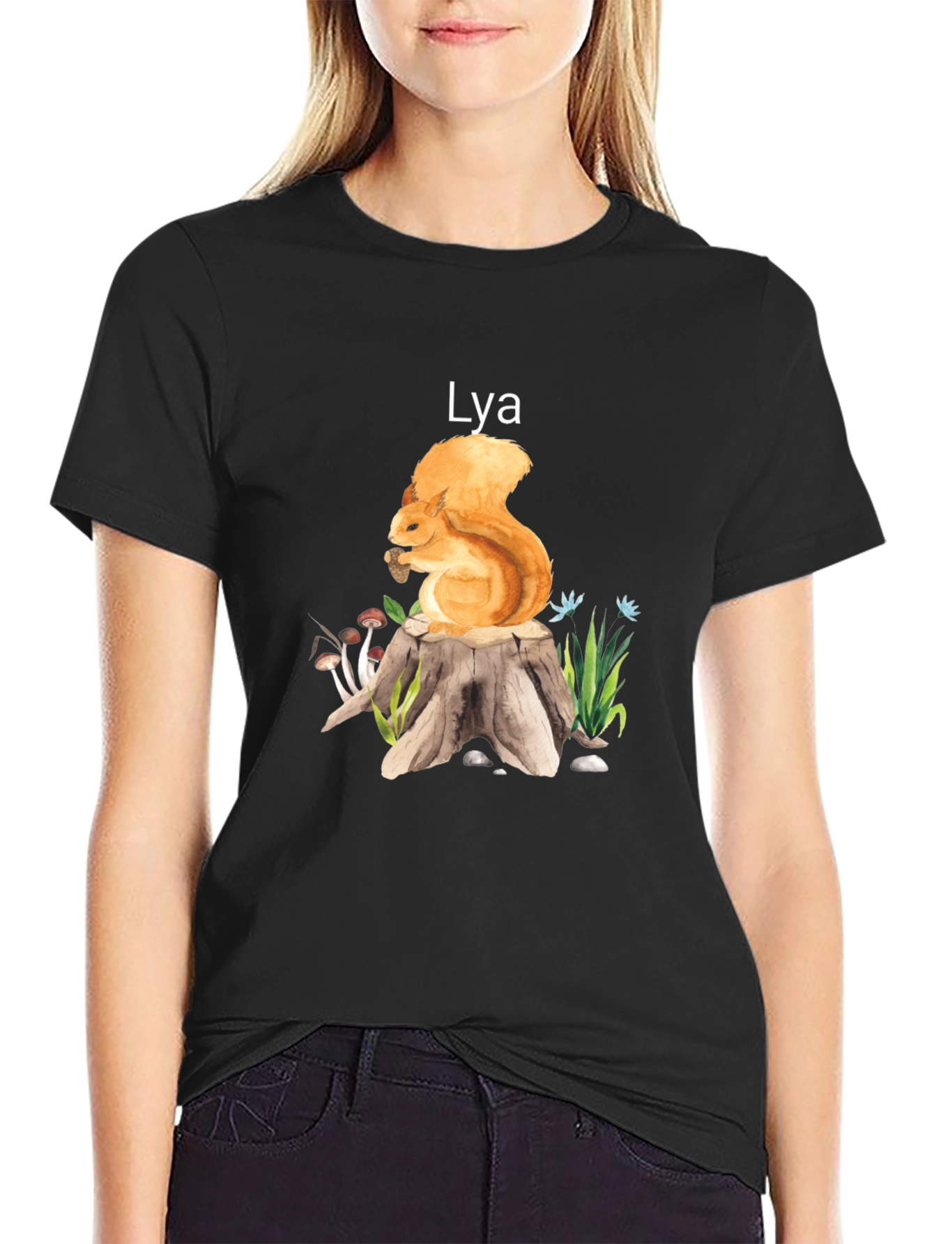 Black Squirrel Stump Tee - Lya Nature Lover Shirt view 2