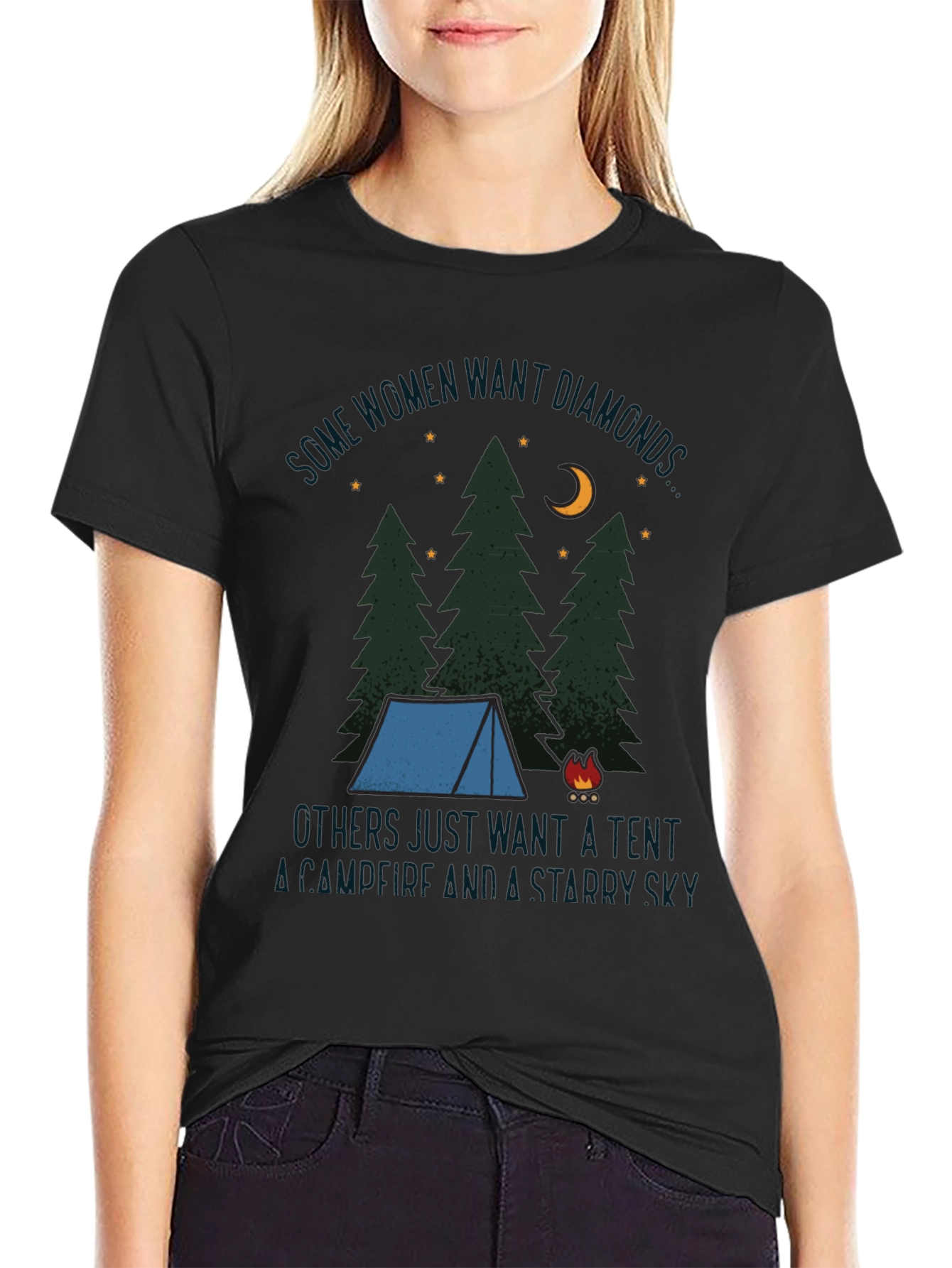 Camping Tent Starry Sky Graphic Tee - 2
