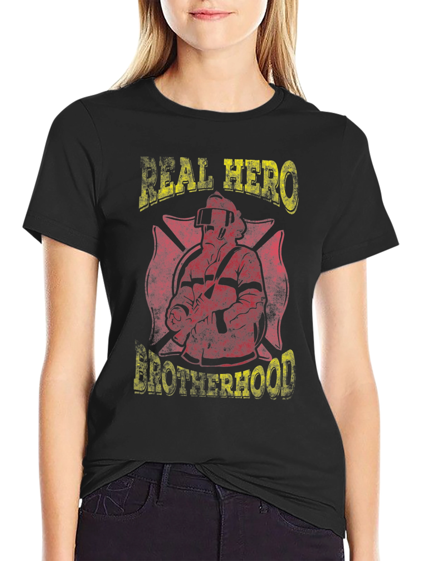 Black Real Hero Brotherhood Graphic T-Shirt view 2