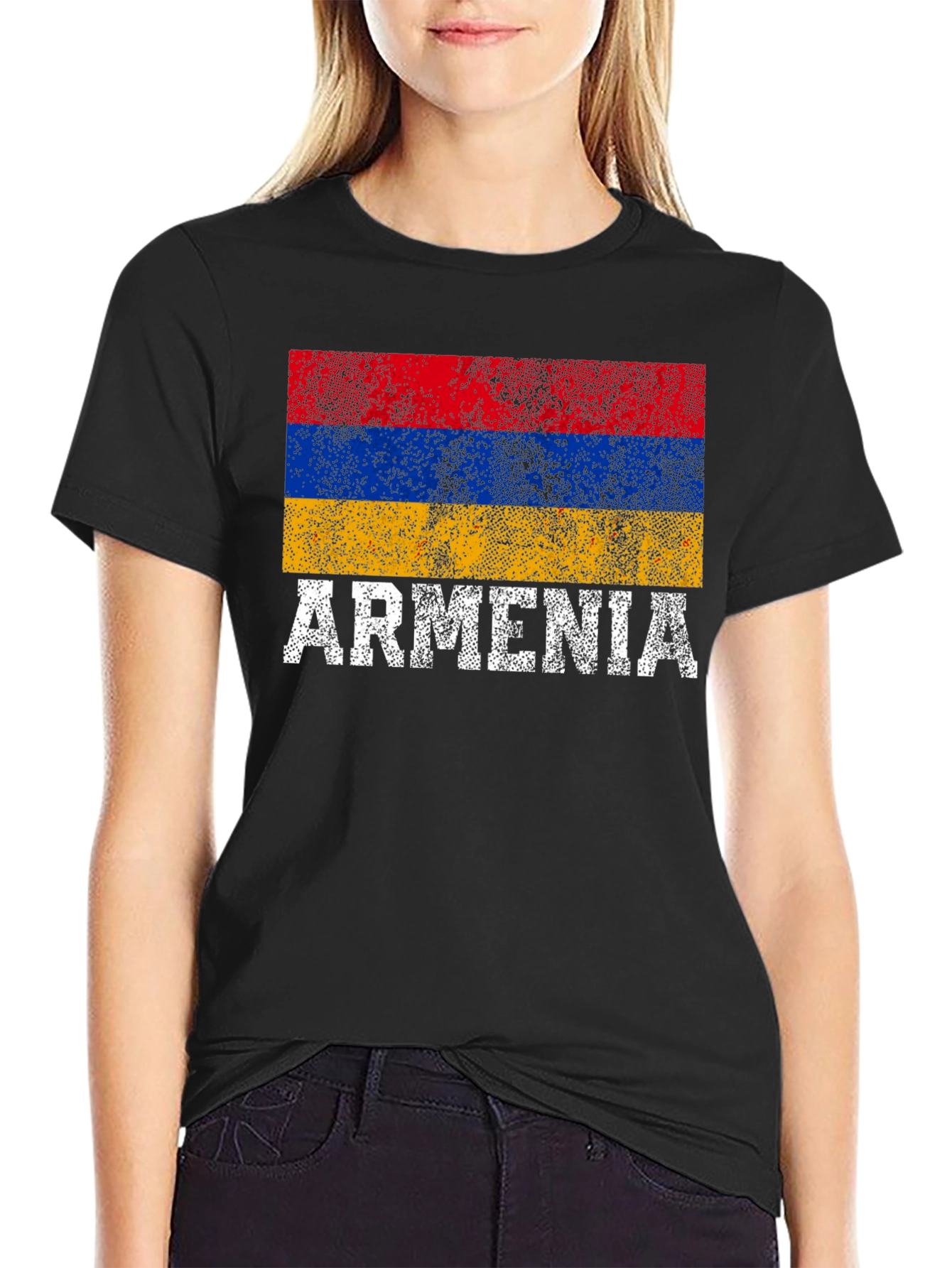 Black Armenia Flag T-Shirt - Distressed Pride Tee view 2