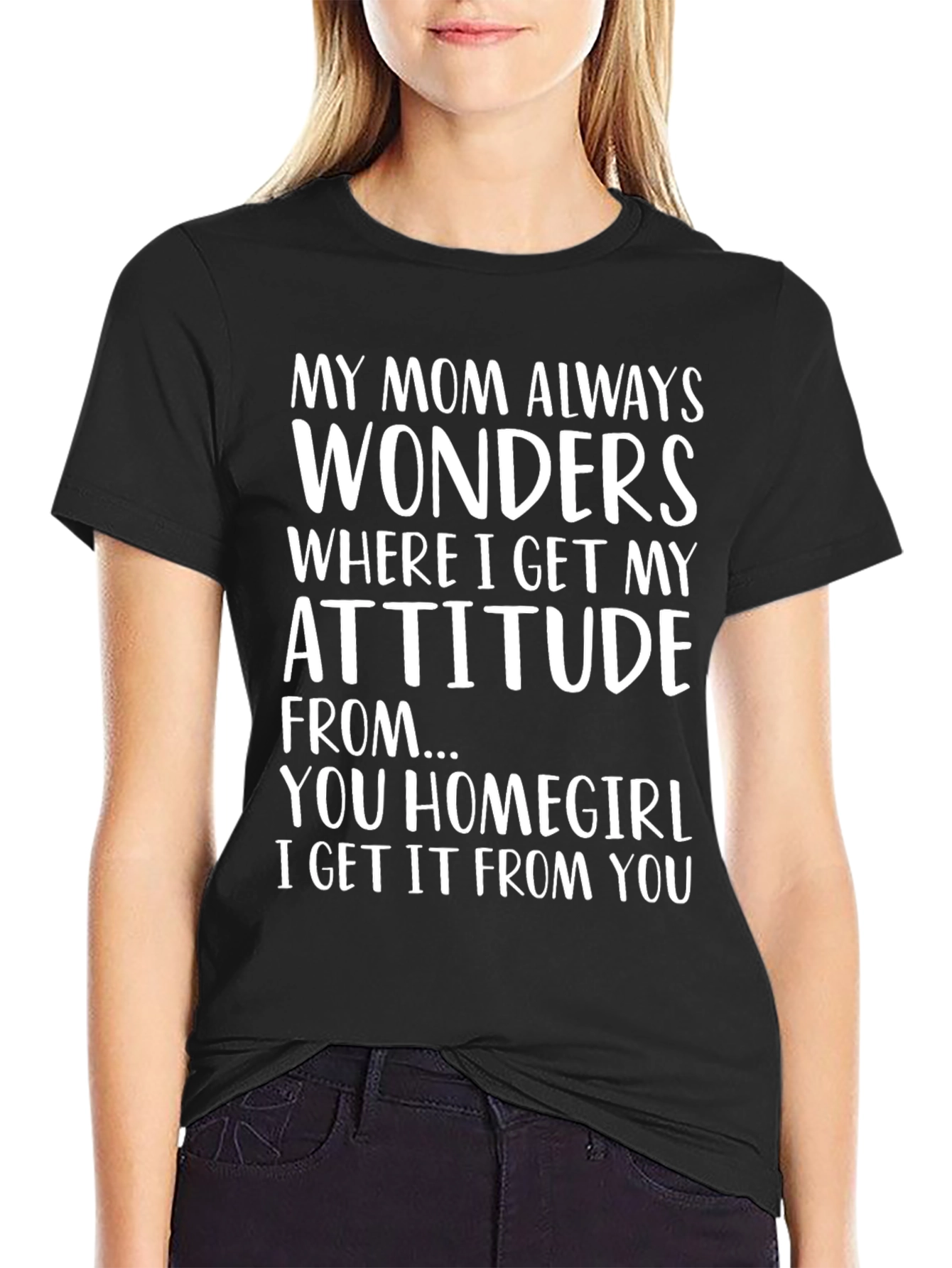 Black Funny 'My Mom Always Wonders' Graphic Tee view 2