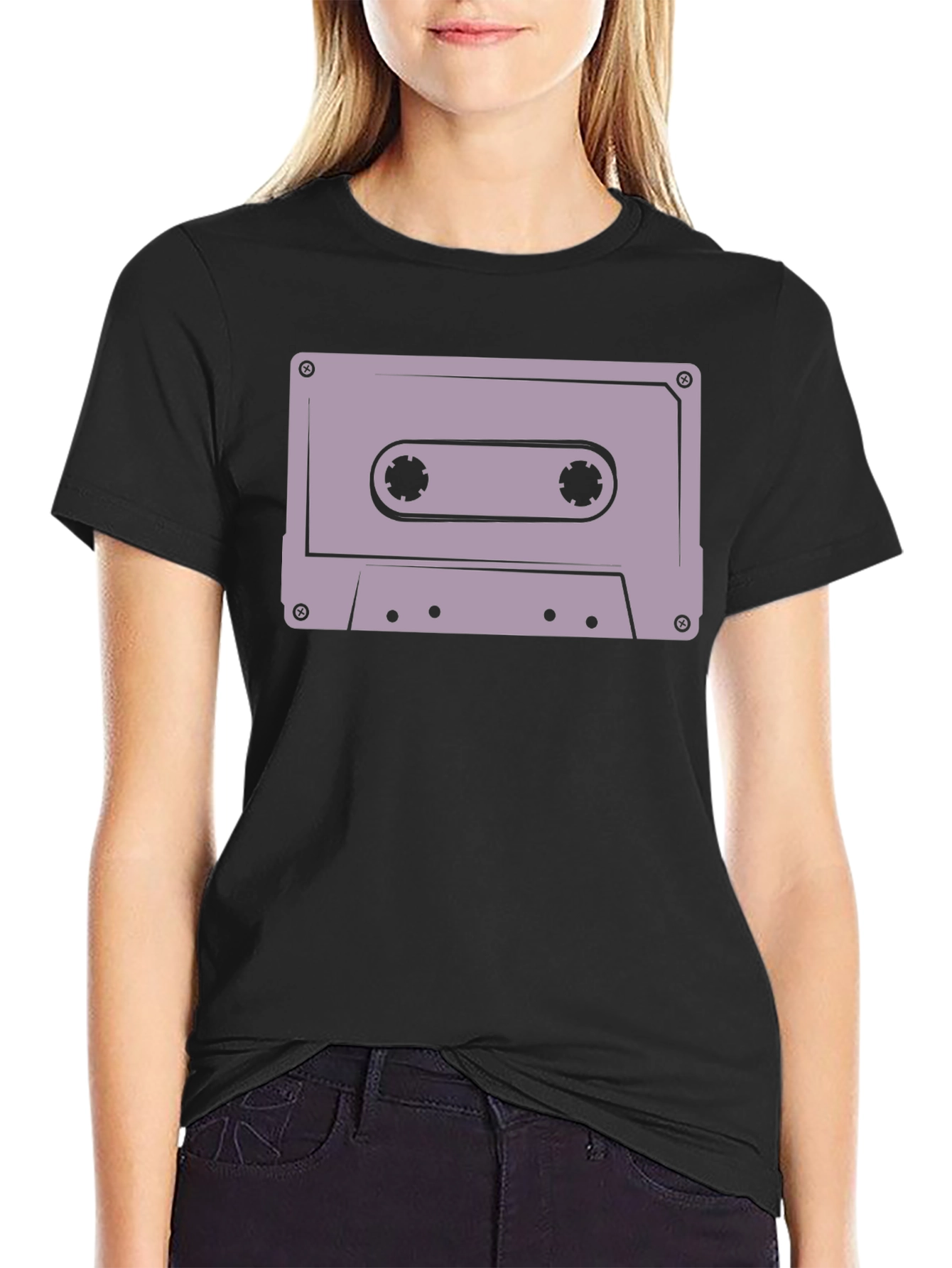 Black Retro Cassette Tape Graphic Tee - Black view 2