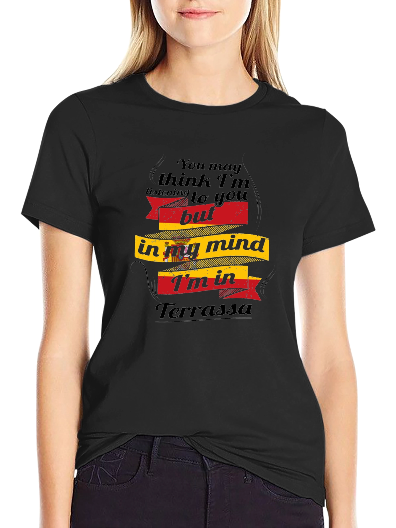 Black Terrassa Mind T-Shirt - Funny Travel Tee view 2
