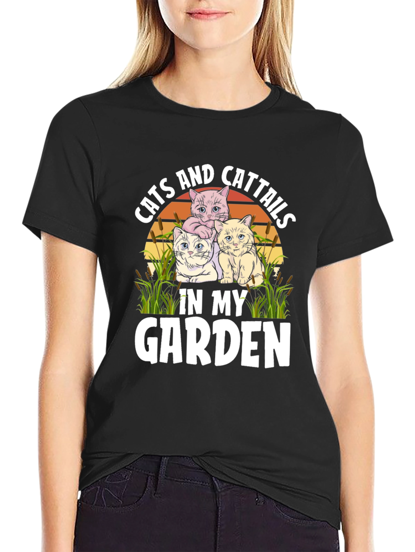 Cats and Cattails in my Garden T-Shirt - 2