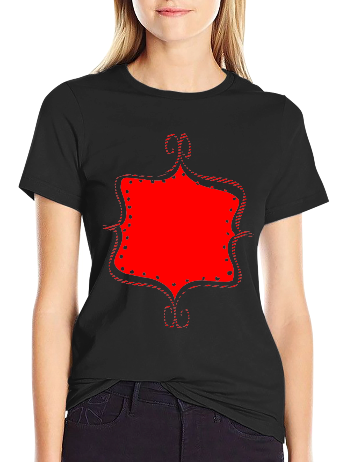 Black Statement Graphic Tee - Bold Red Design on Black view 2