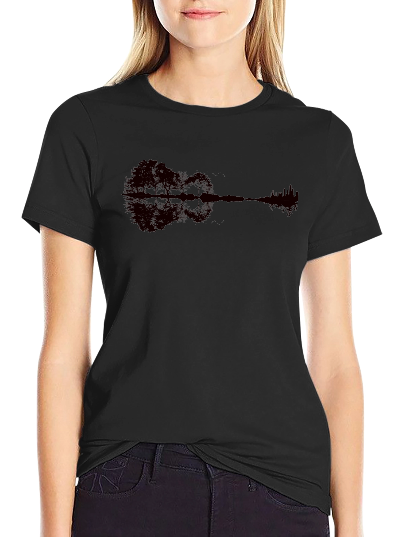 Black Nature Guitar Graphic Tee - Black view 2