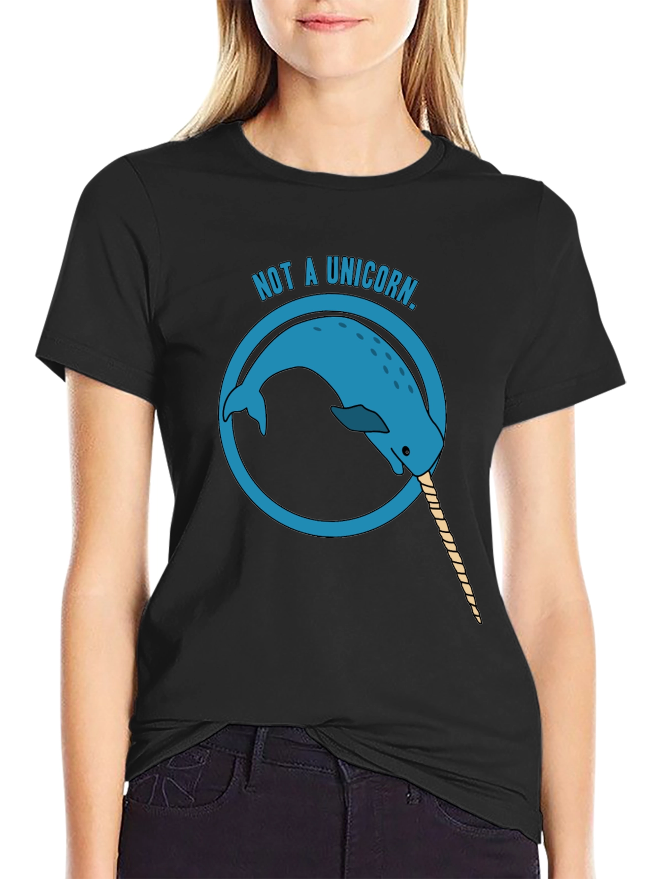Black Not a Unicorn - Narwhal Graphic Tee - Men's Black T-Shirt view 2
