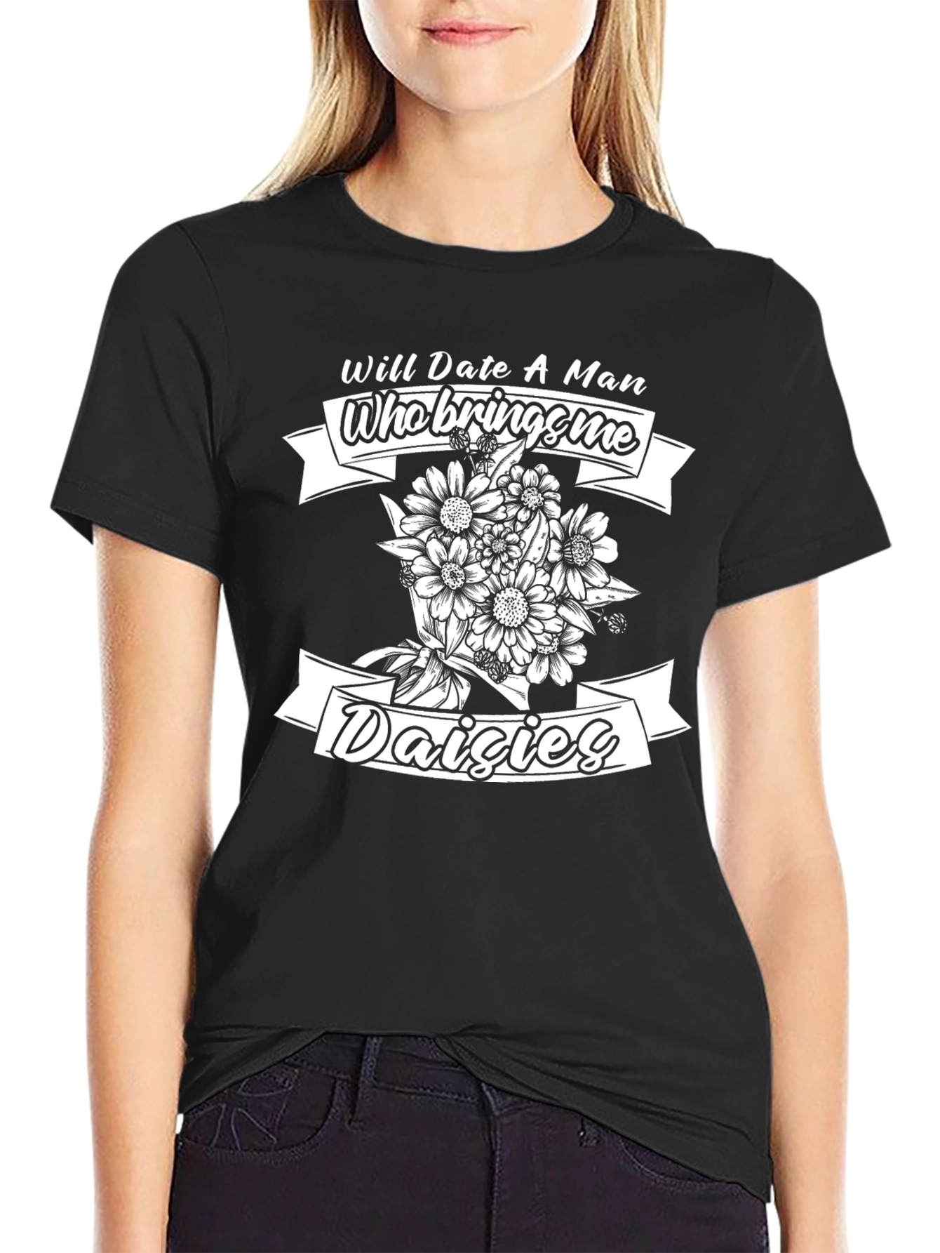 Black Will Date for Daisies T-Shirt view 2