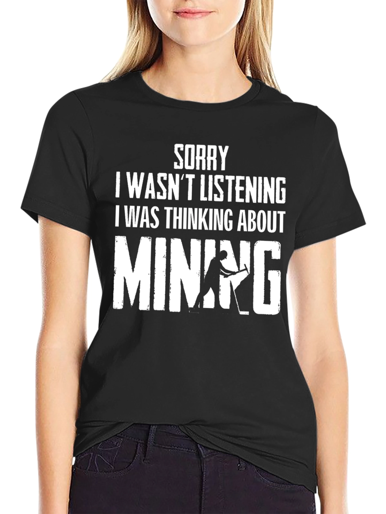 Black Mining Thought Men's Black T-Shirt view 2