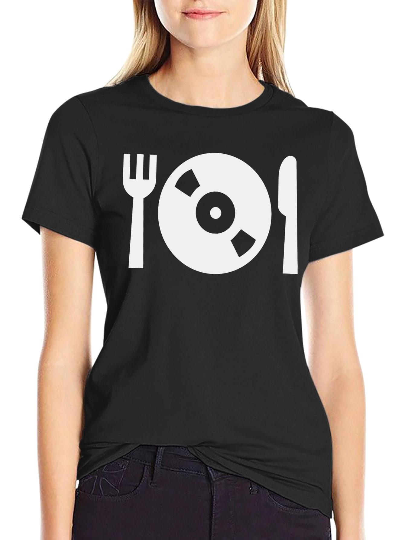 Black Vinyl Record Dinner T-Shirt view 2