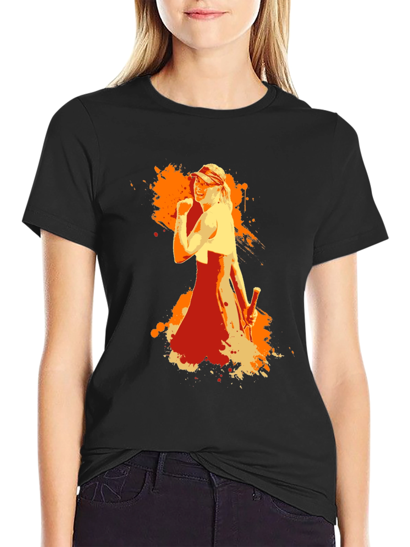 Black Tennis Star Graphic Tee - Sporty Style view 2