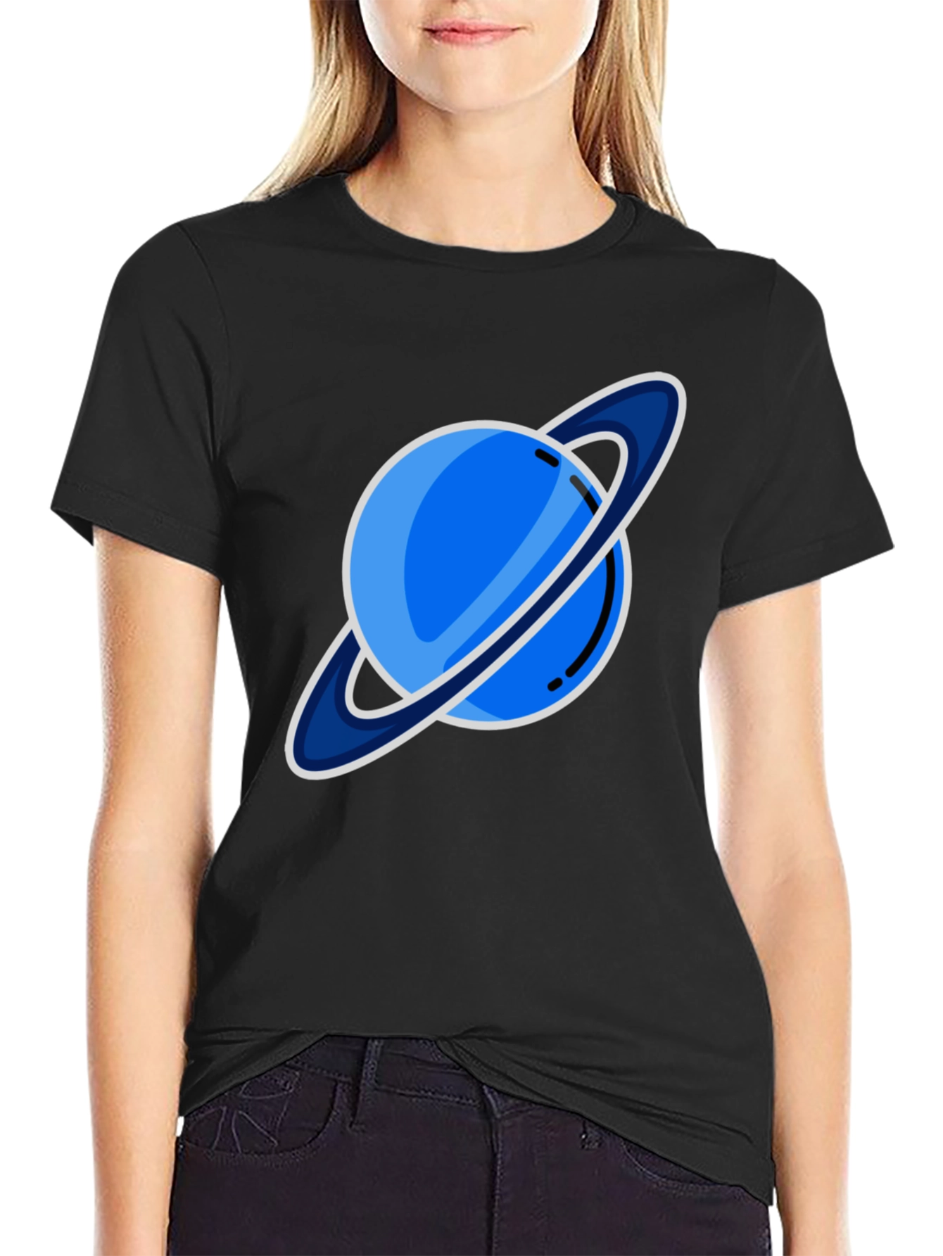 Black Saturn Graphic T-Shirt - Black view 2