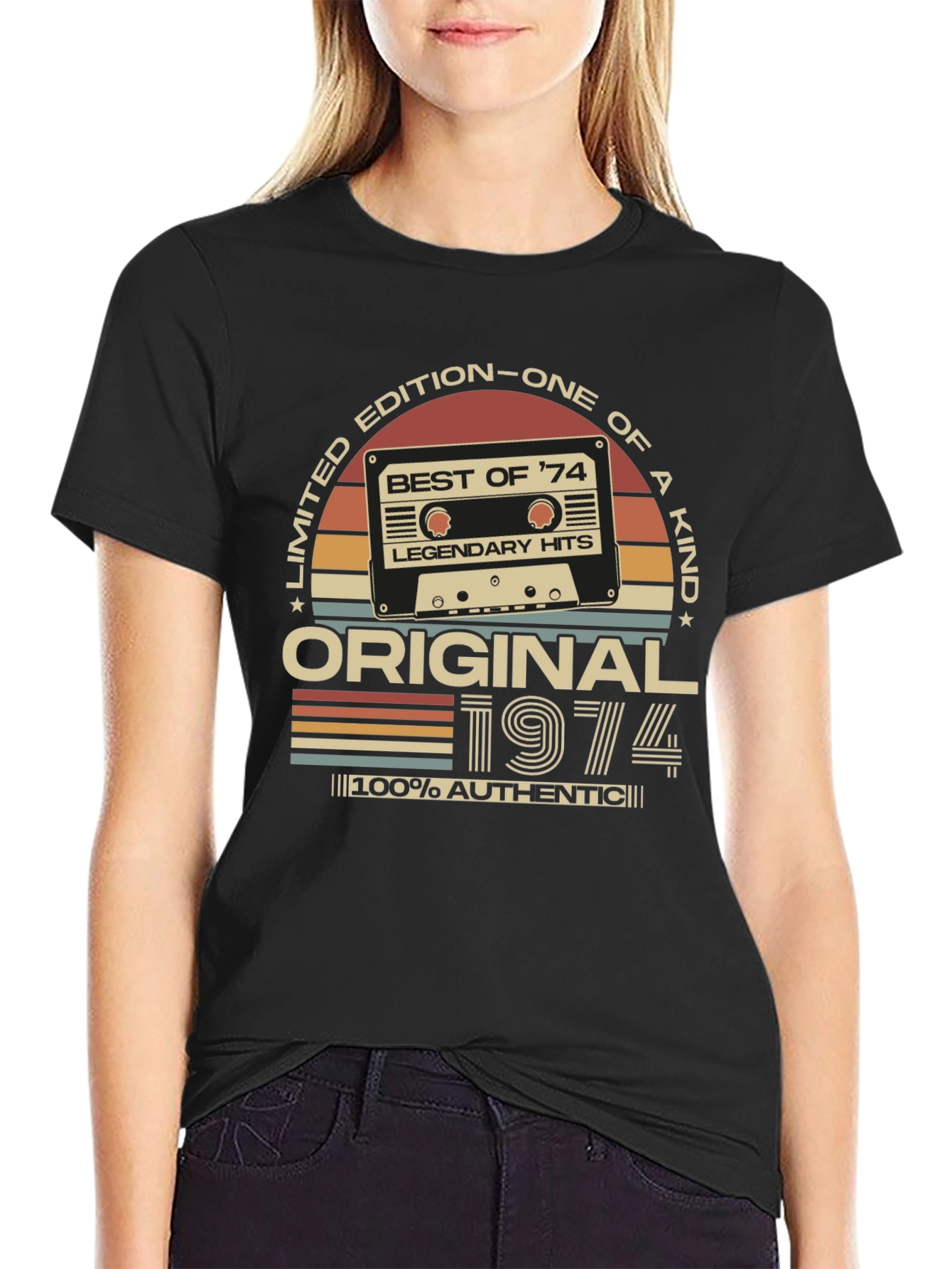 Black Vintage 1974 Birthday T-Shirt - Limited Edition view 2