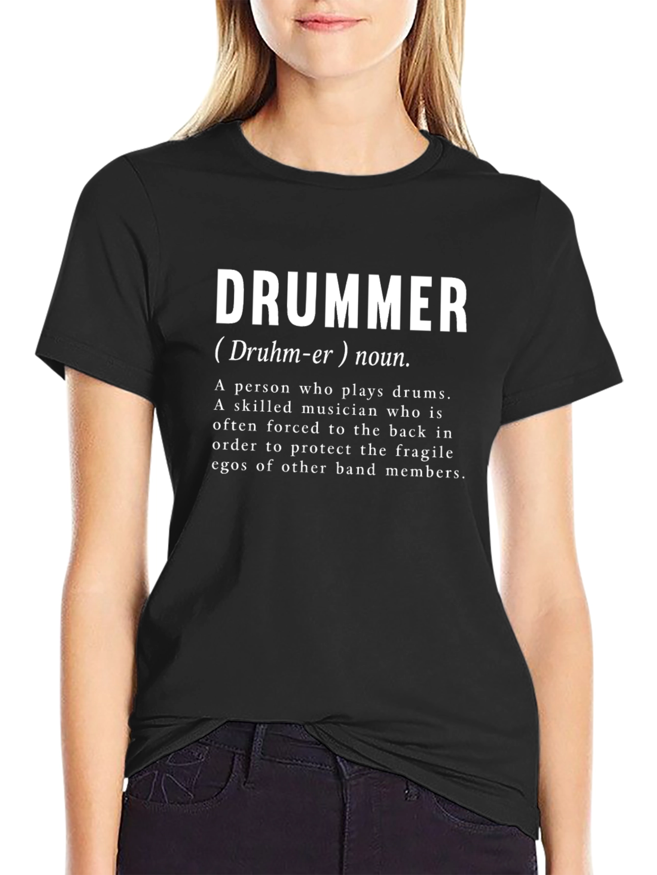 Black Drummer Definition T-Shirt - Musician Humor Tee view 2