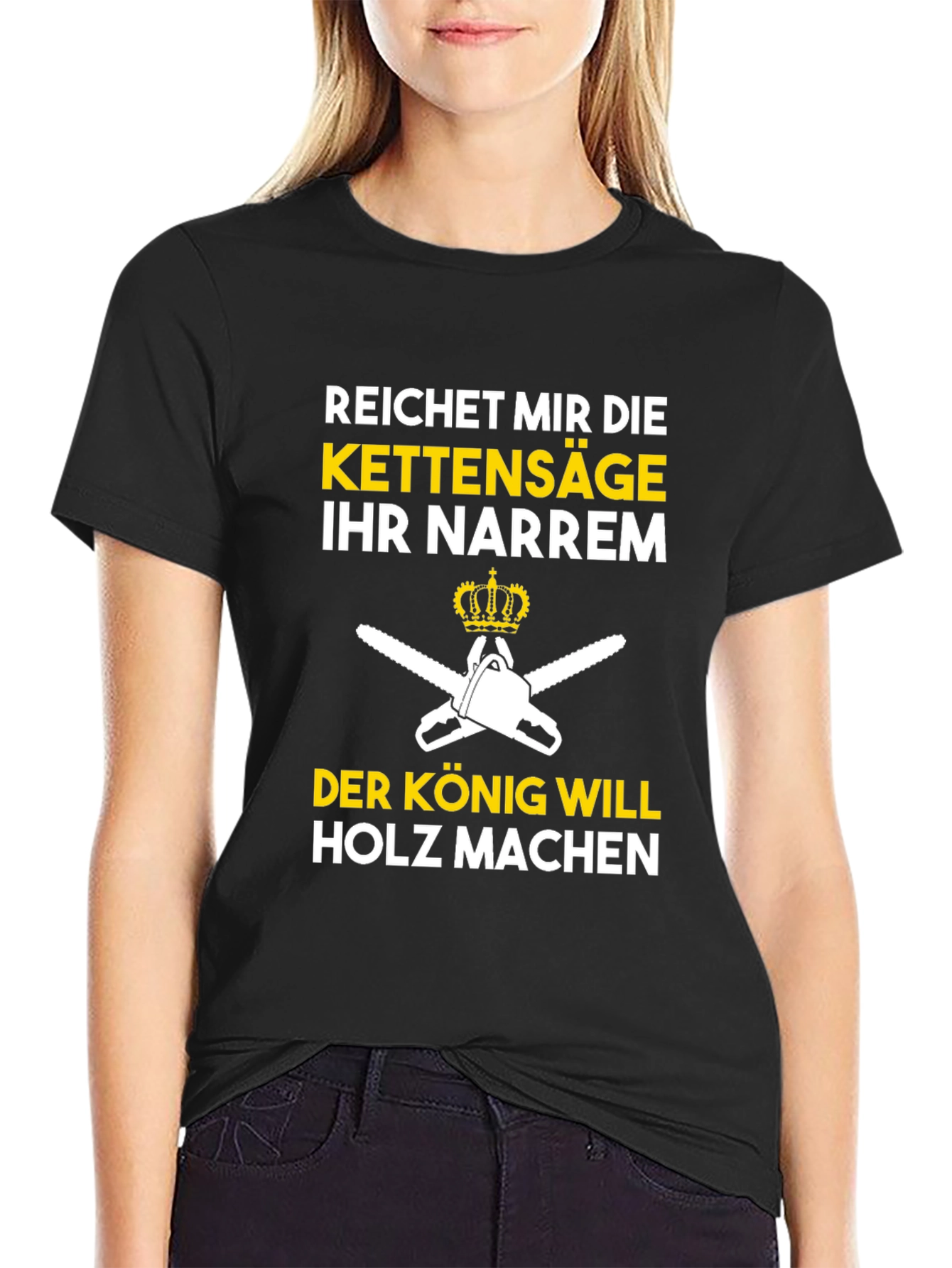 Black Reichet Mir Die Kettensäge Funny T-Shirt view 2