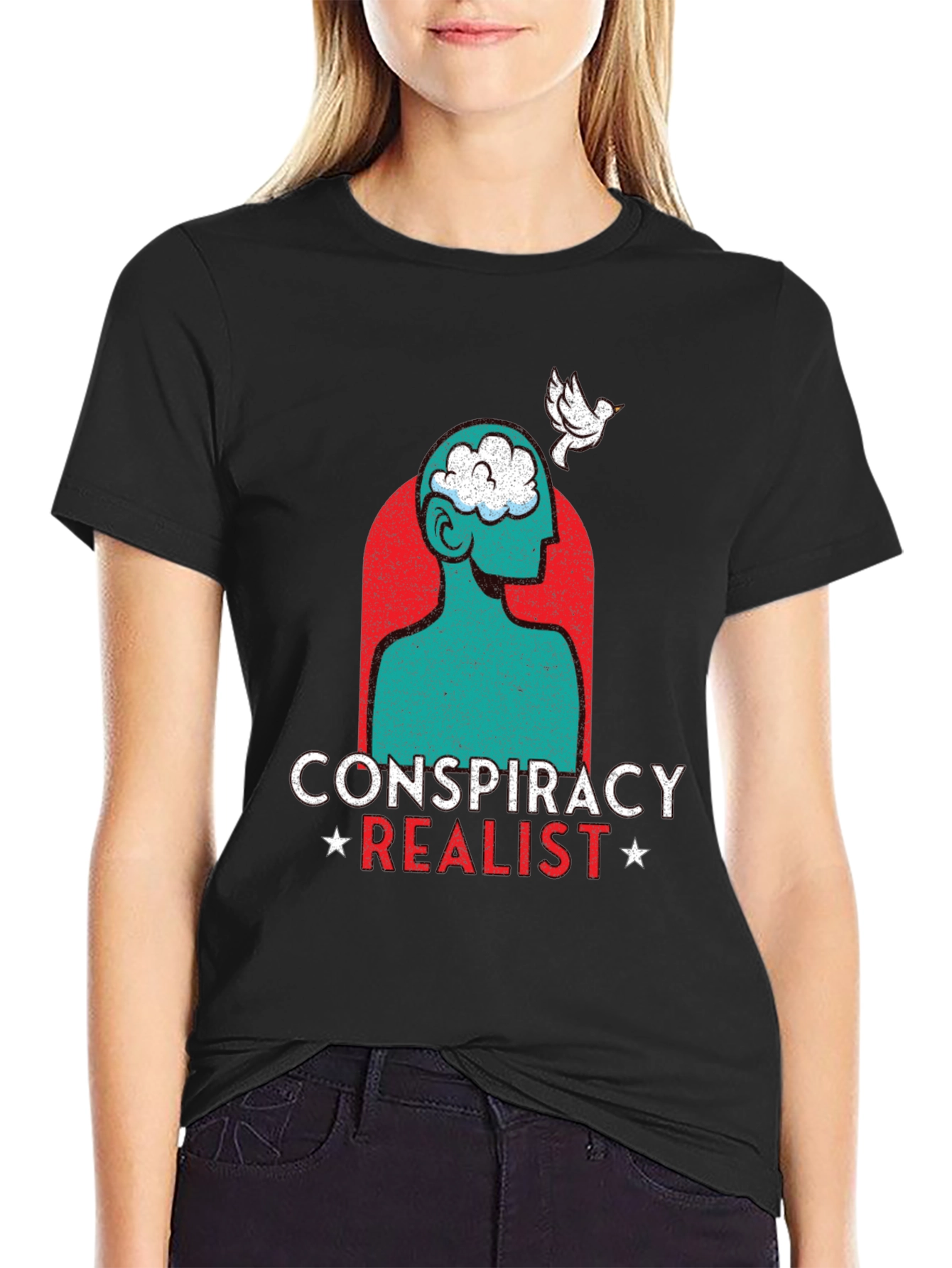 Black Conspiracy Realist T-Shirt view 2