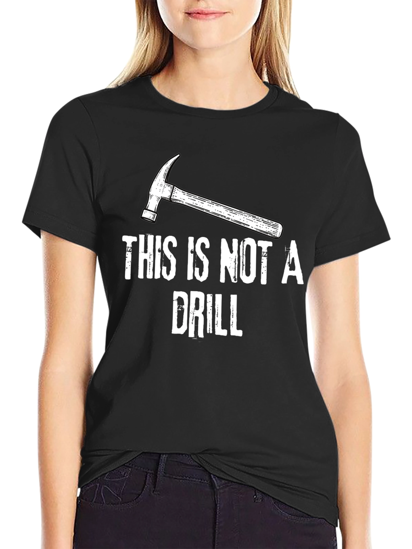 Black This Is Not A Drill Hammer Graphic T-Shirt view 2