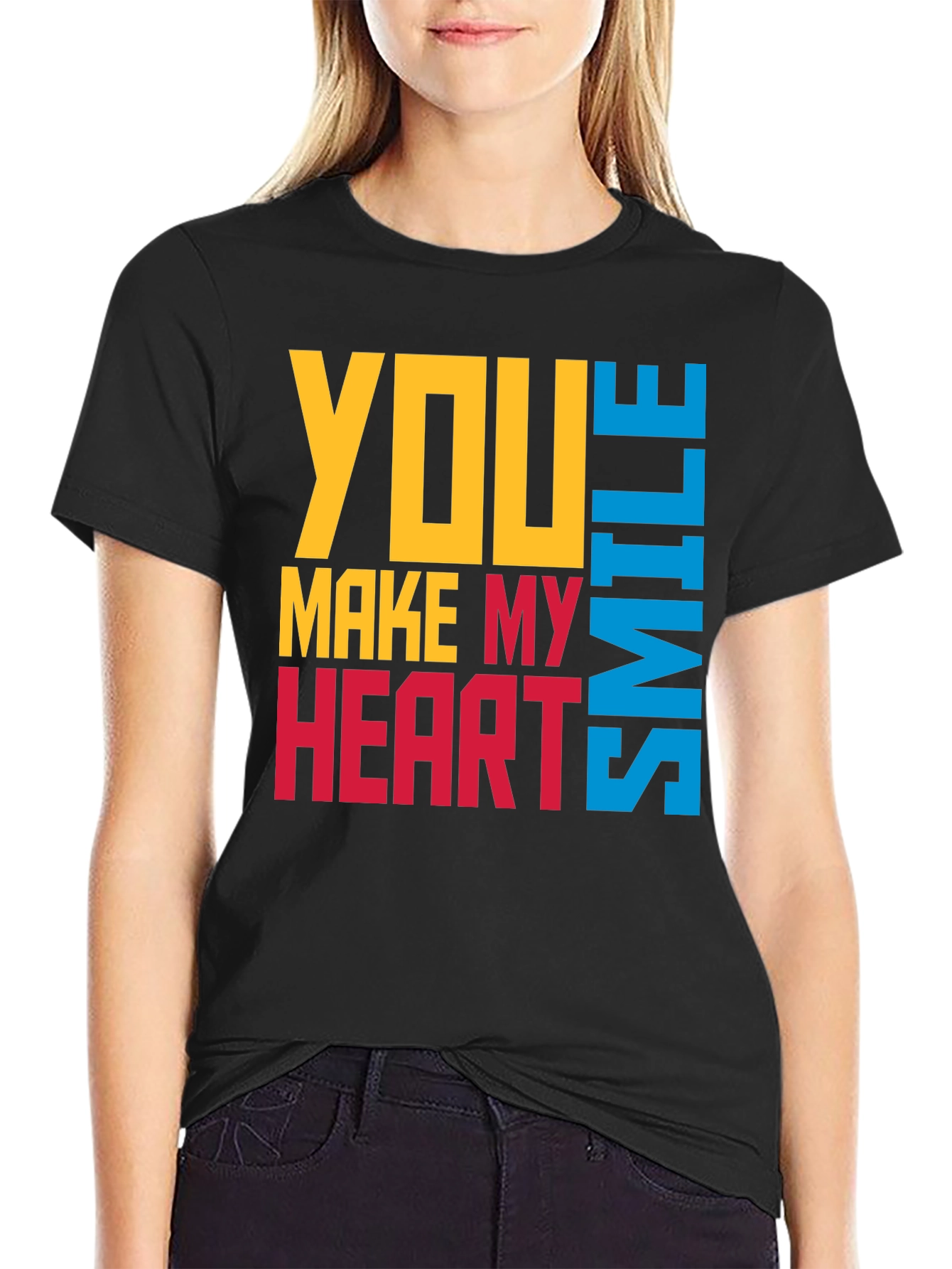 Black You Make My Heart Smile Graphic T-Shirt view 2