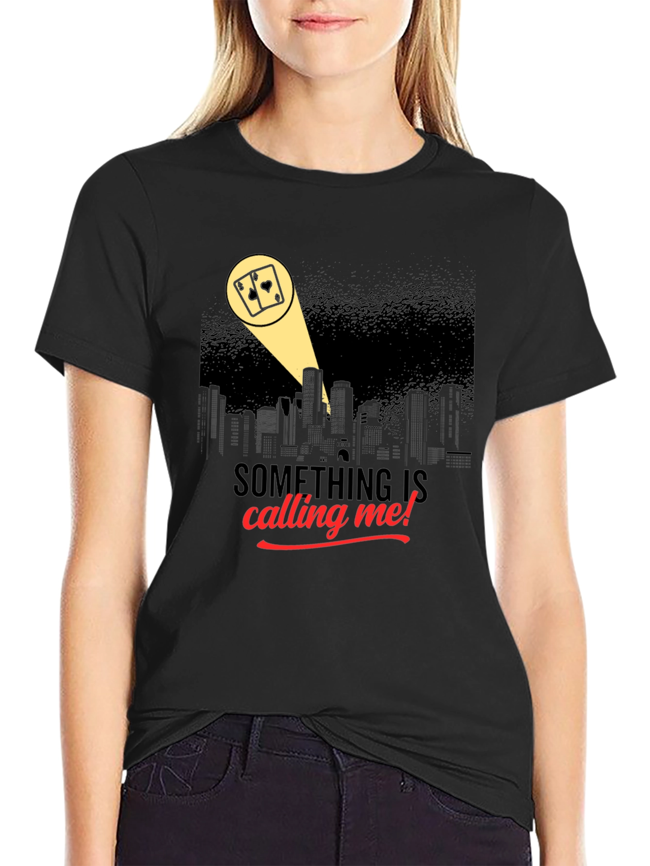 Black Calling Me T-Shirt - Gambling Spotlight Design view 2