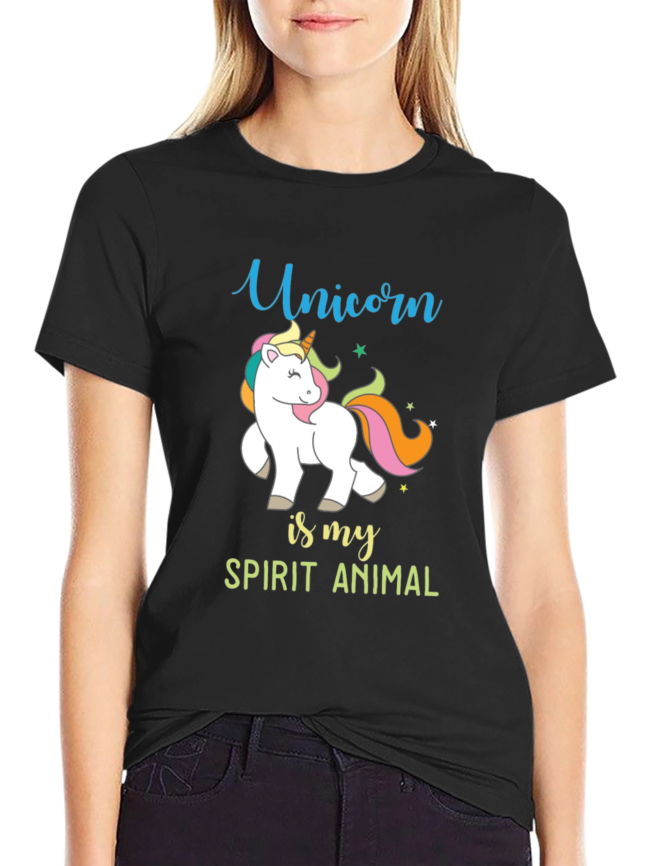 Black Unicorn Spirit Animal Graphic Tee view 2