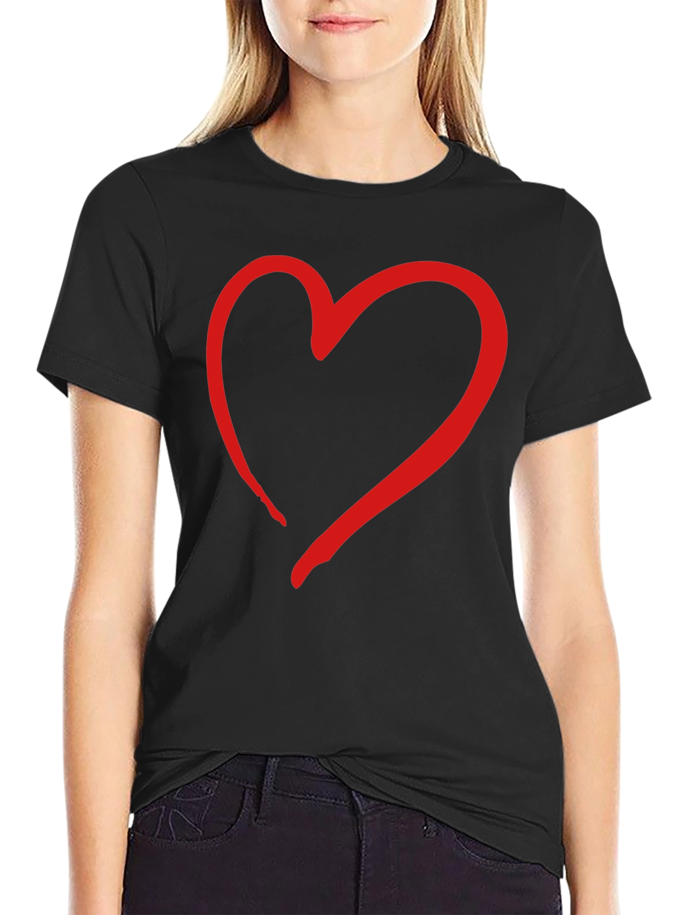 Black Heart Graphic Black T-Shirt | Stylish Casual Tee view 2