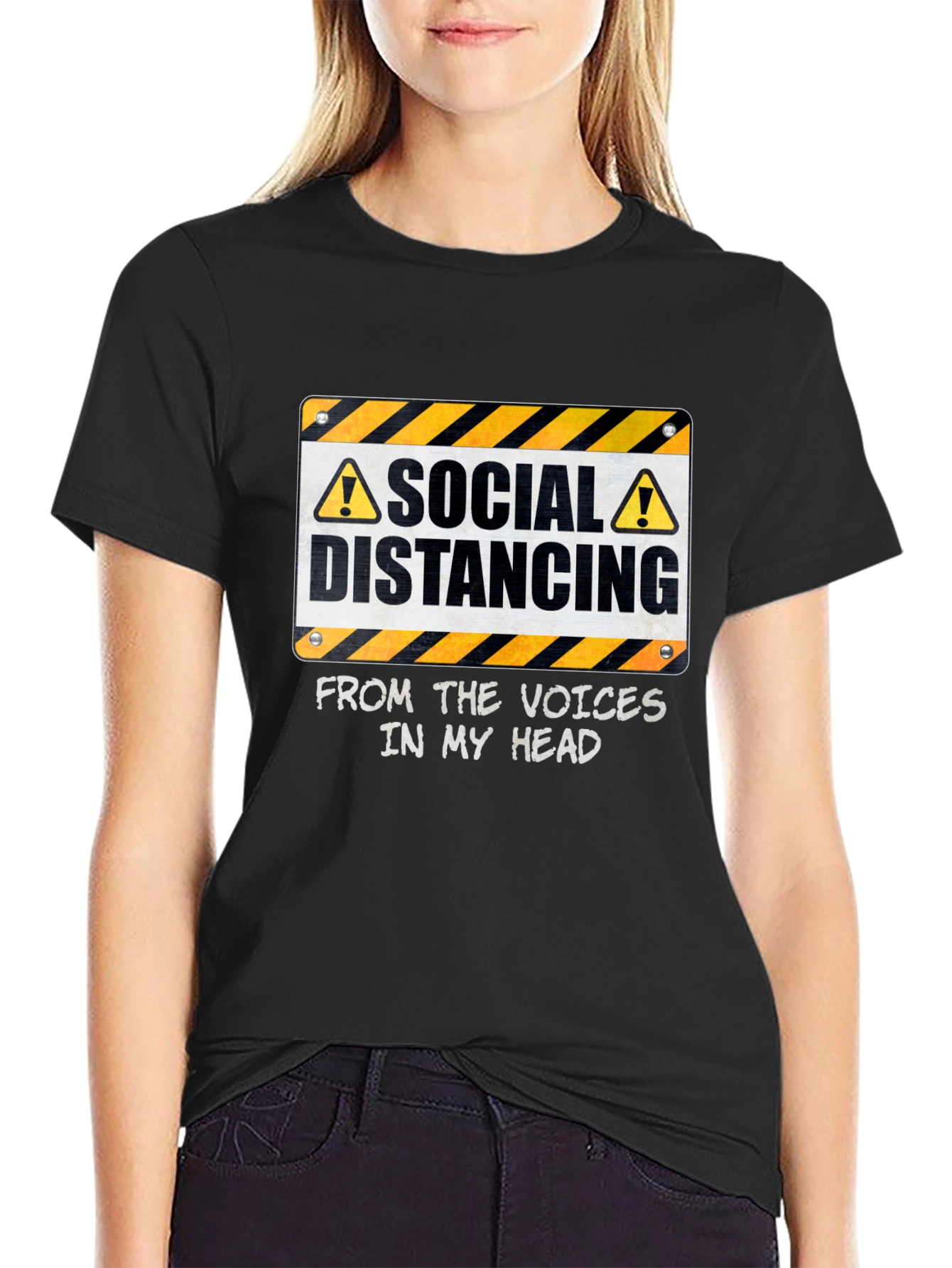 Black Social Distancing From Voices T-Shirt view 2