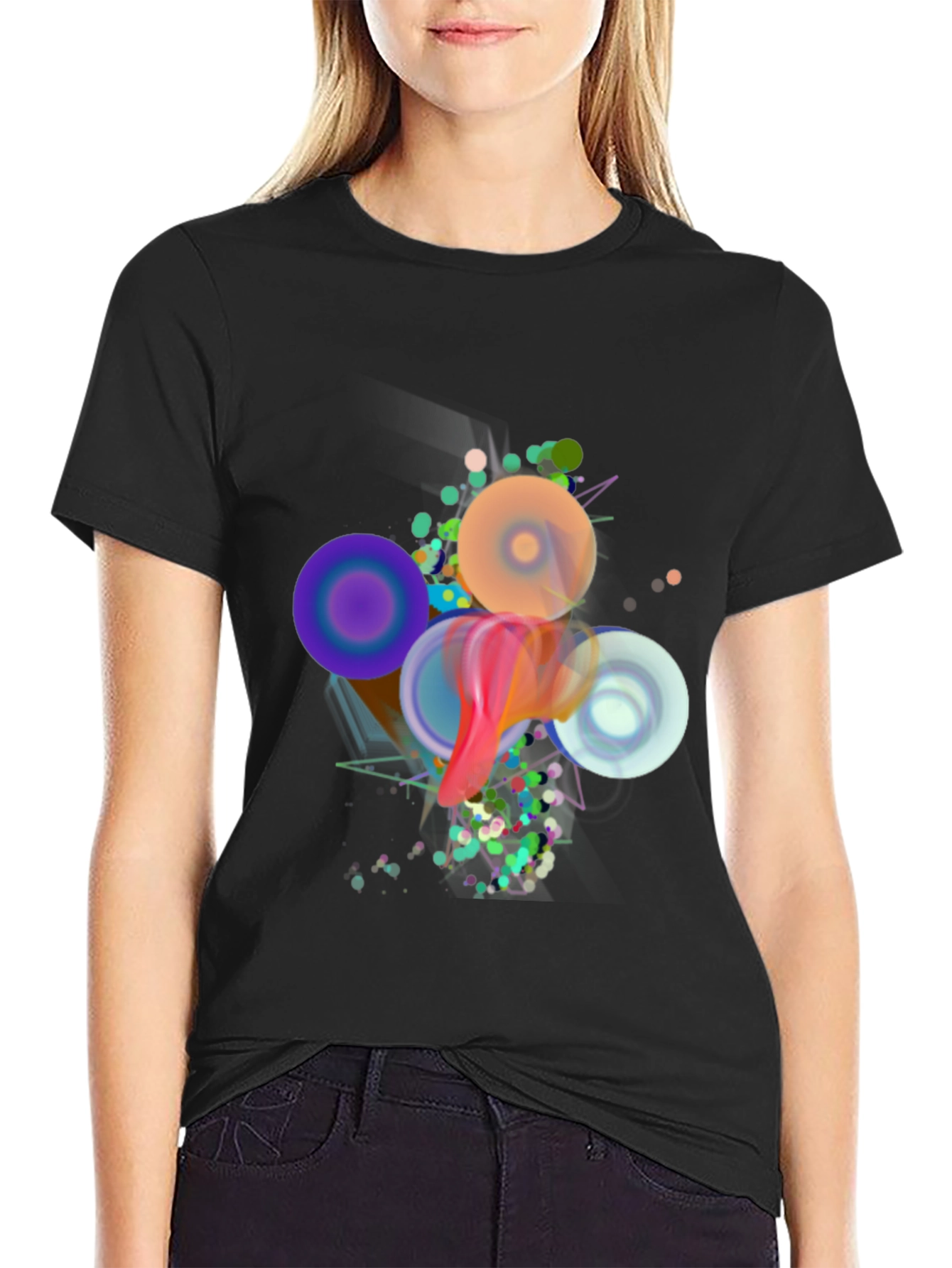 Black Abstract Art Black T-Shirt view 2