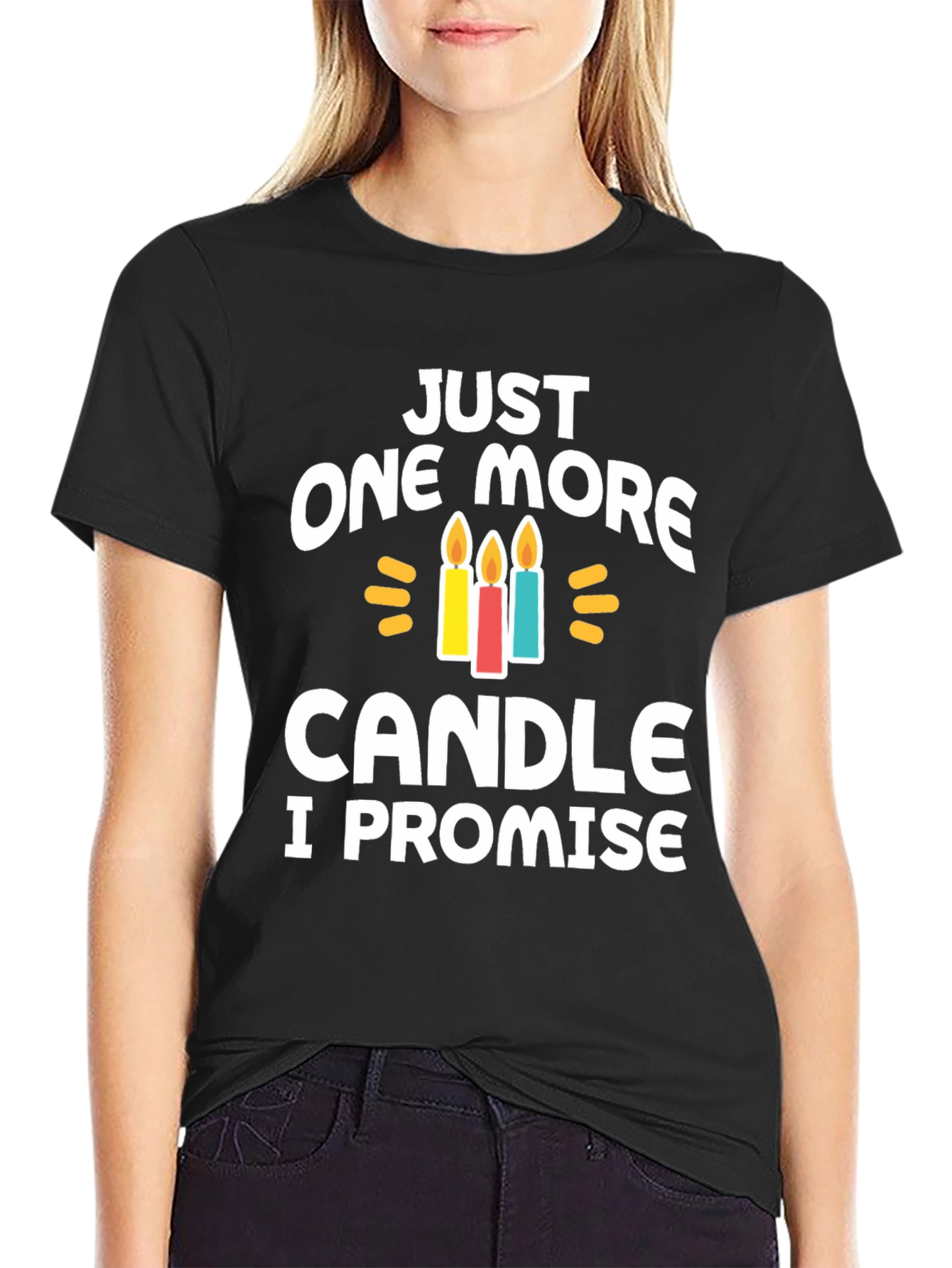 Black Just One More Candle T-Shirt Birthday view 2