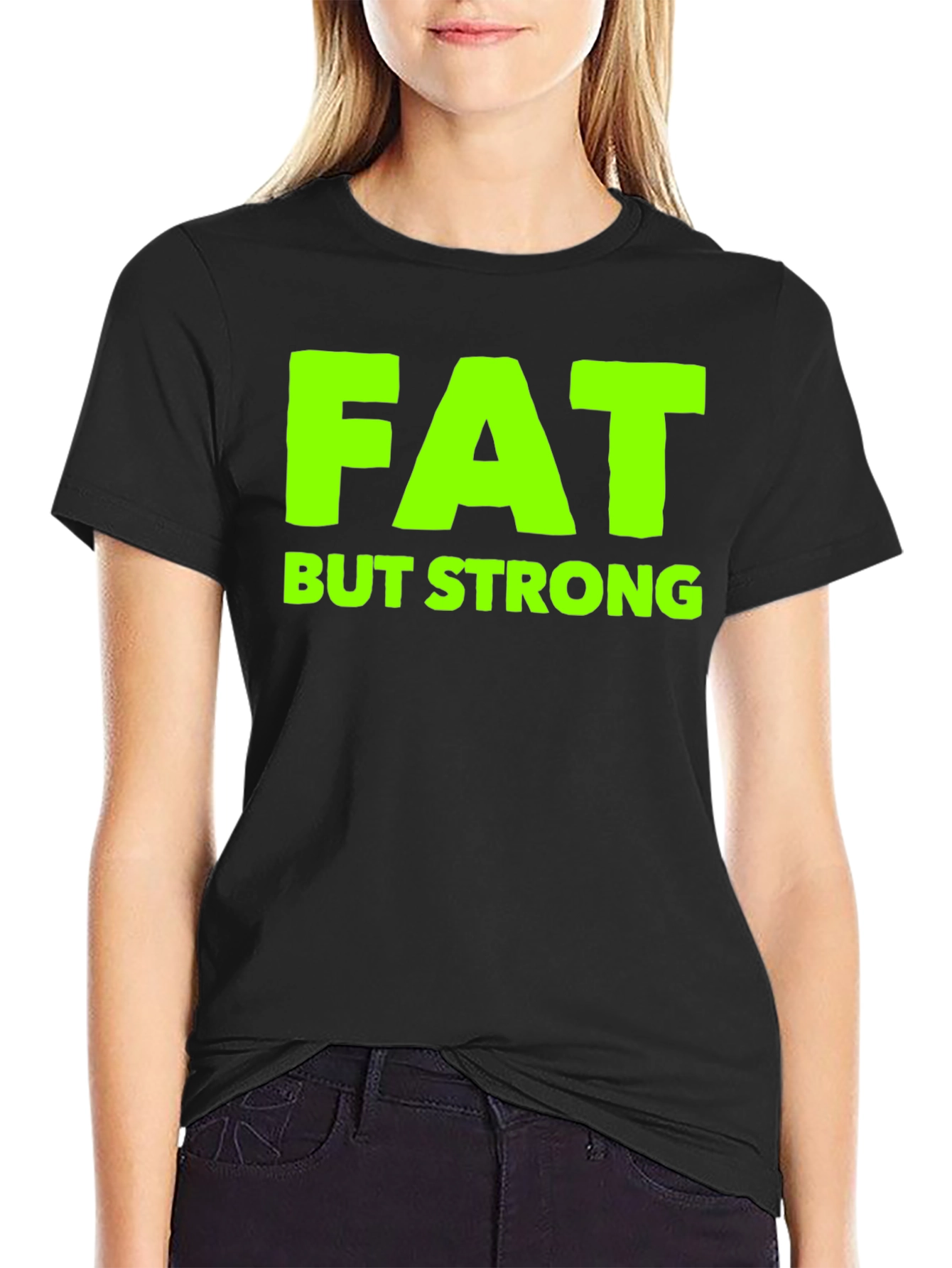 Black Fat But Strong Graphic Tee - Black view 2