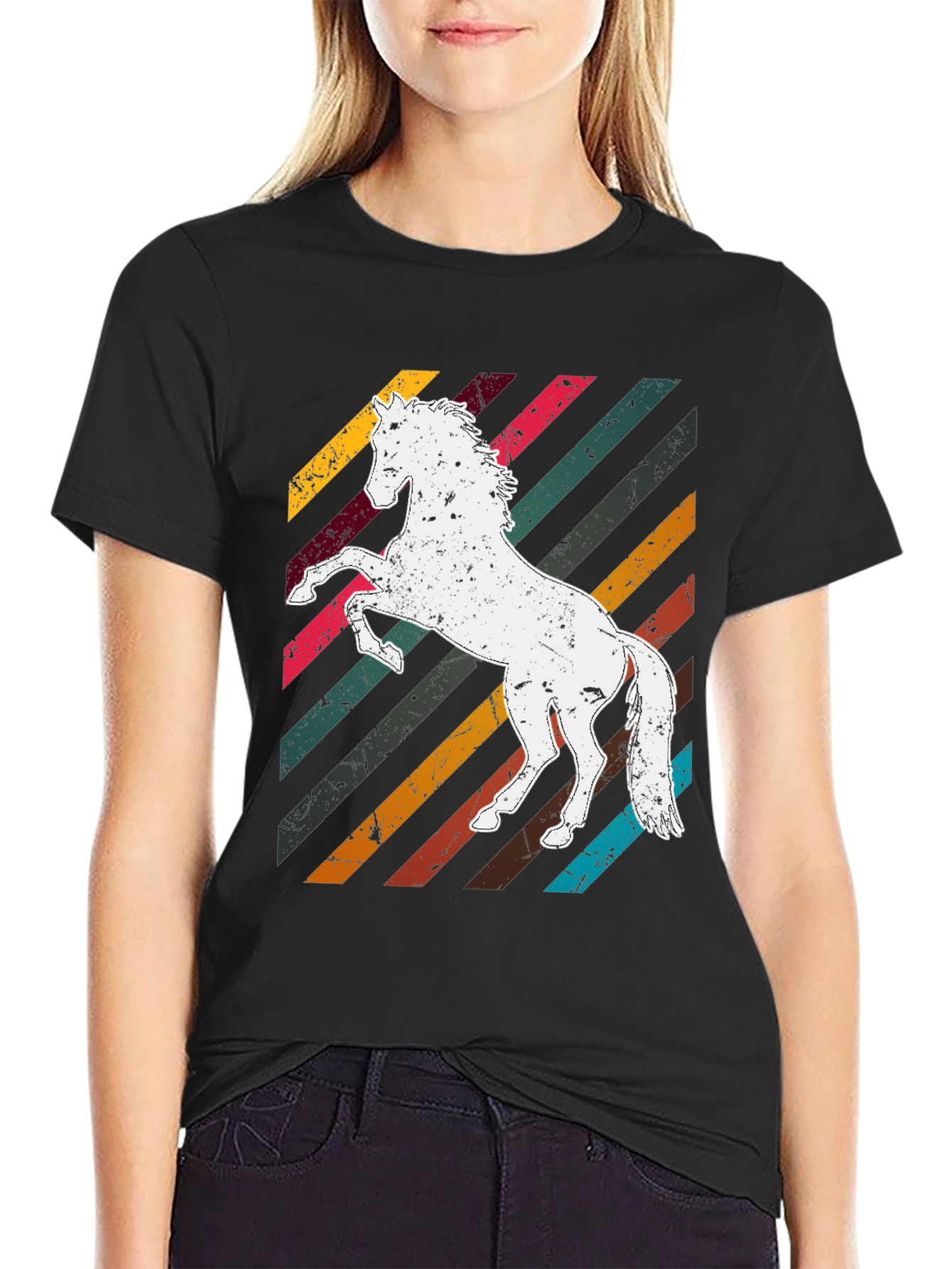 Black Retro Horse Graphic Tee - Men's Black T-Shirt view 2