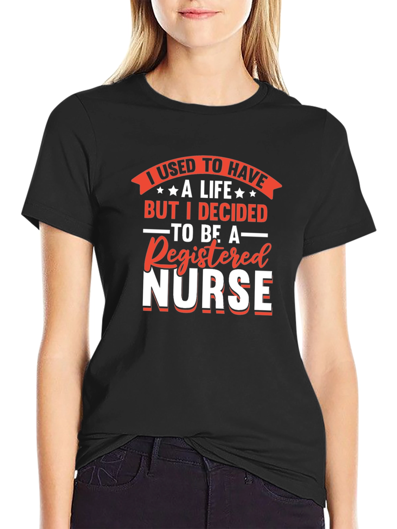 Black Registered Nurse T-Shirt - I Used to Have a Life view 2