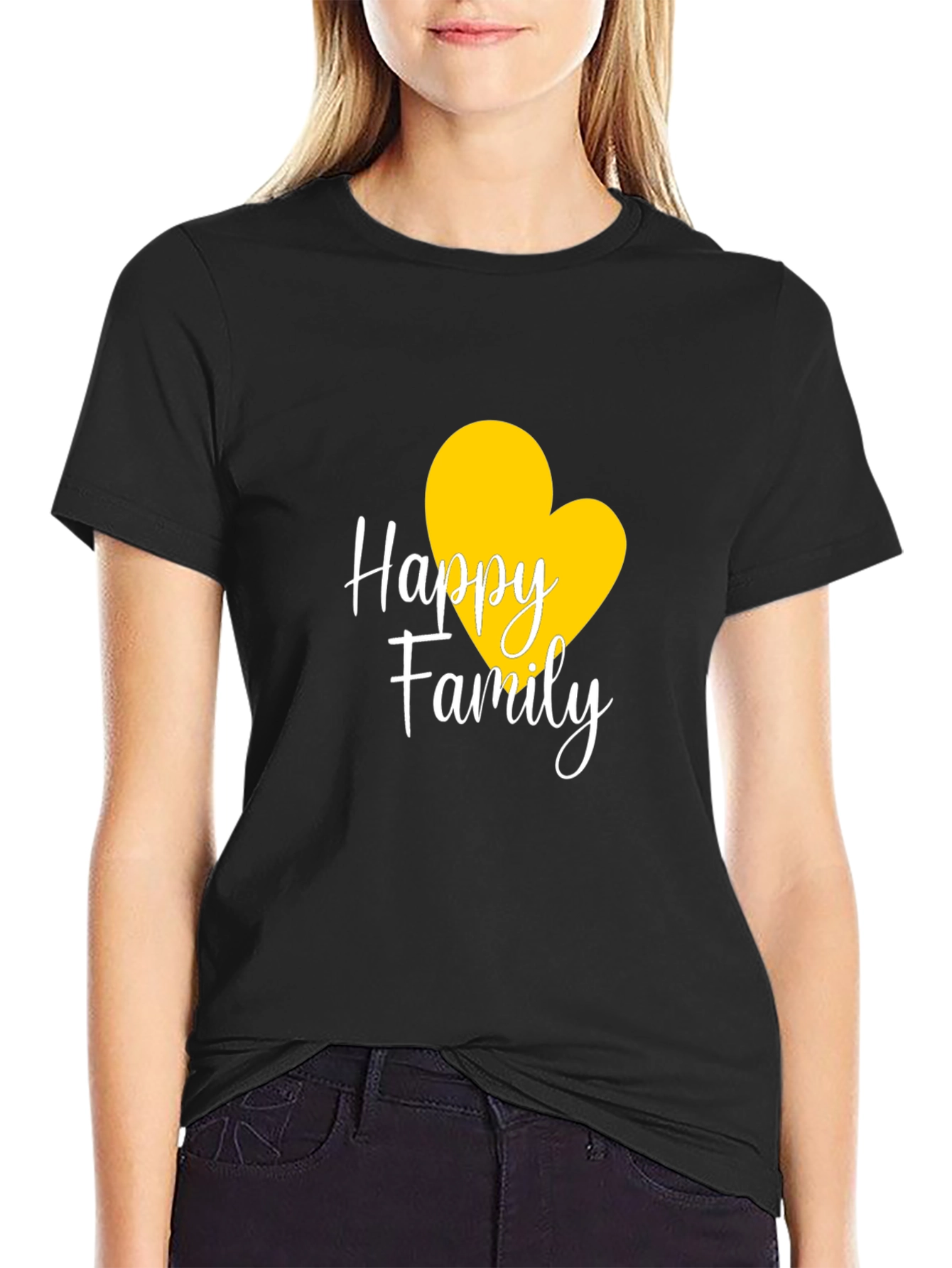 Black Happy Family Heart Graphic Tee view 2