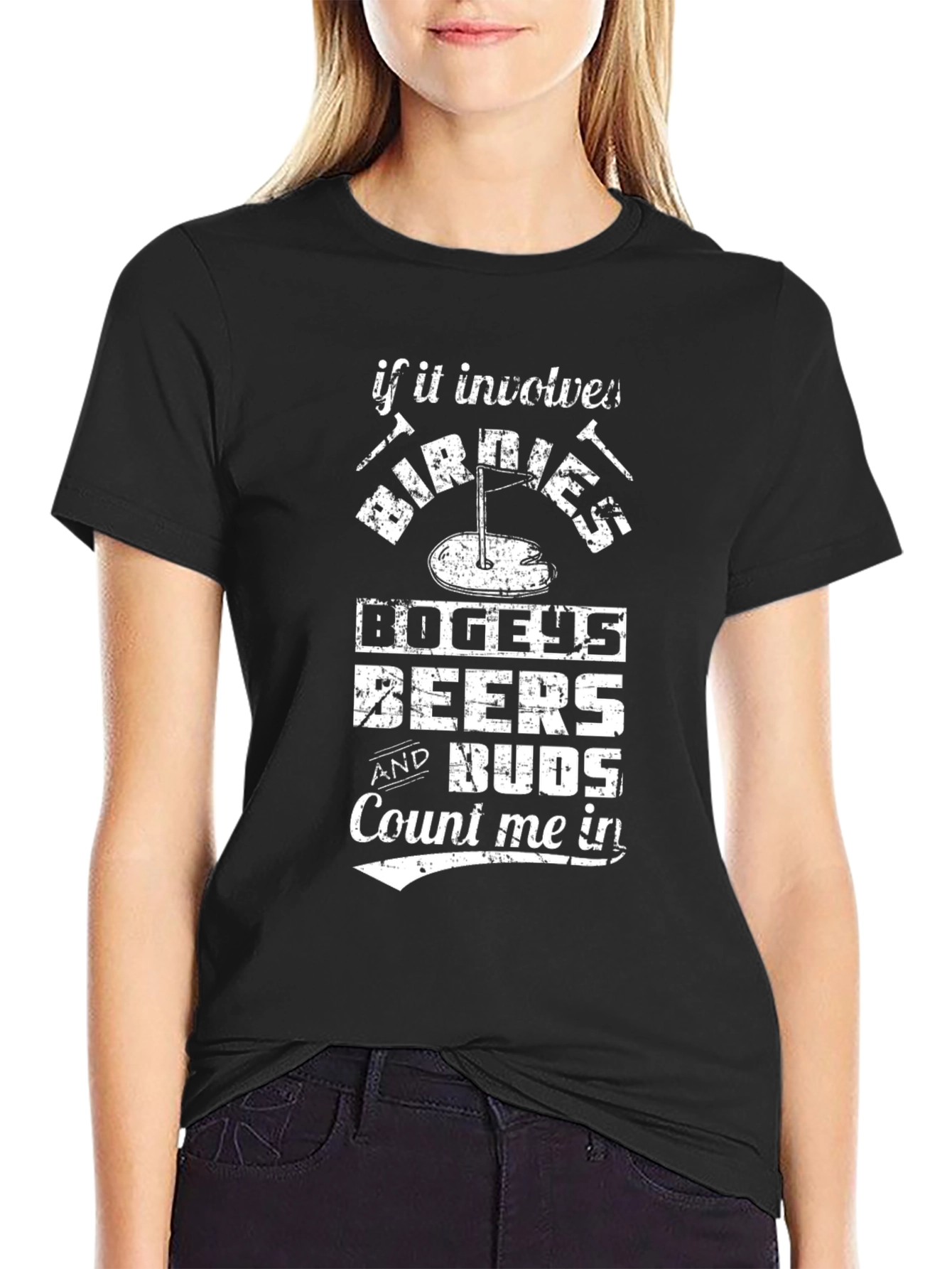 Black Golf Lover's Tee: Birdies, Bogeys, Beers & Buds! view 2