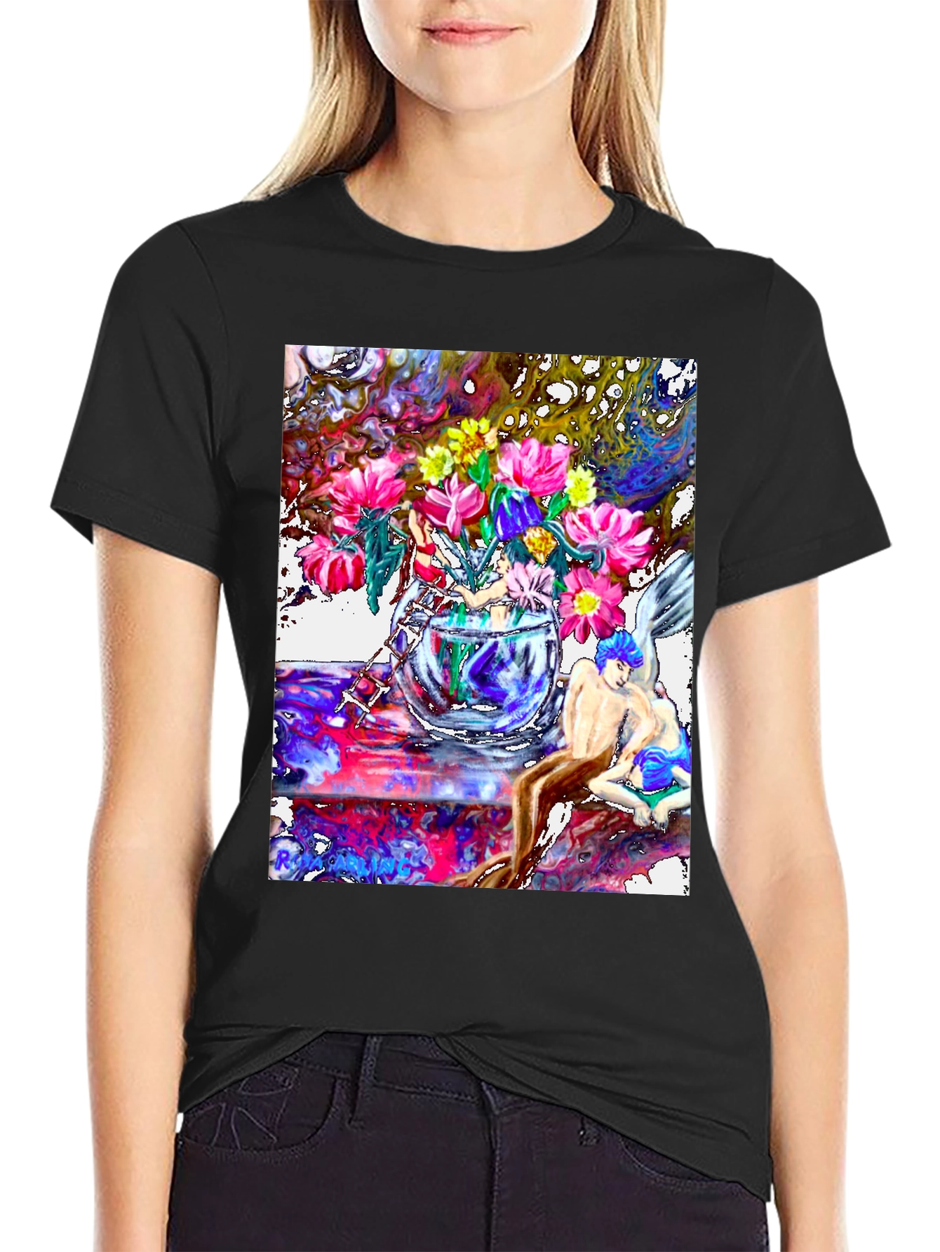 Black Floral Fairytale T-Shirt view 2