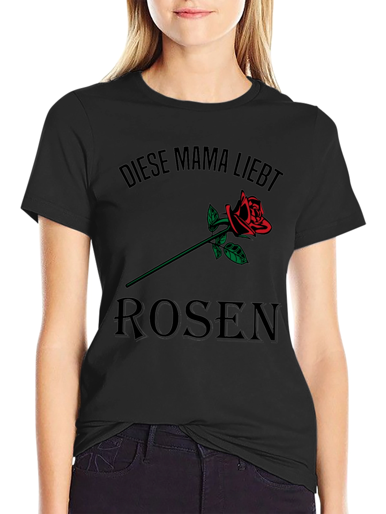 Black Diese Mama Liebt Rosen T-Shirt - Black view 2