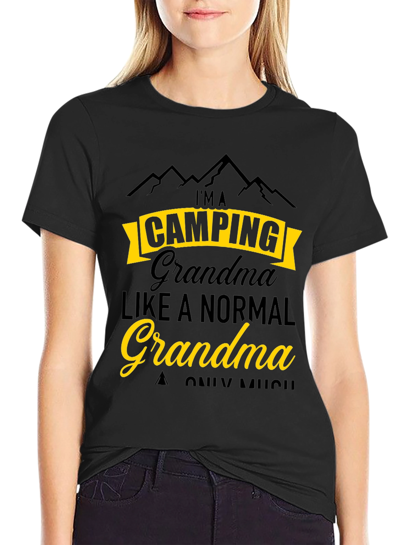 Black Camping Grandma T-Shirt - Funny Outdoor Tee view 2