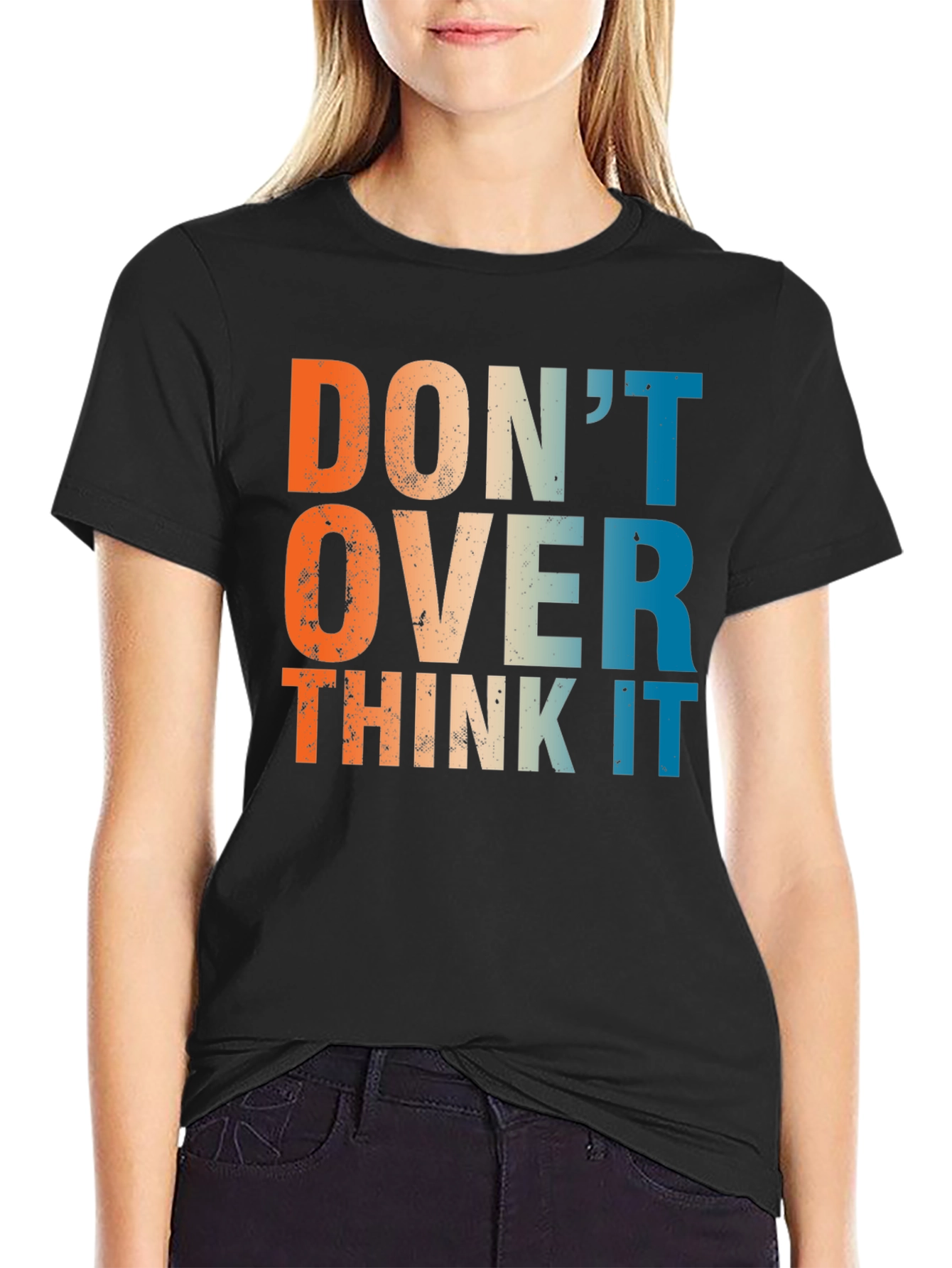 Black Don't Over Think It - Retro Graphic T-Shirt view 2