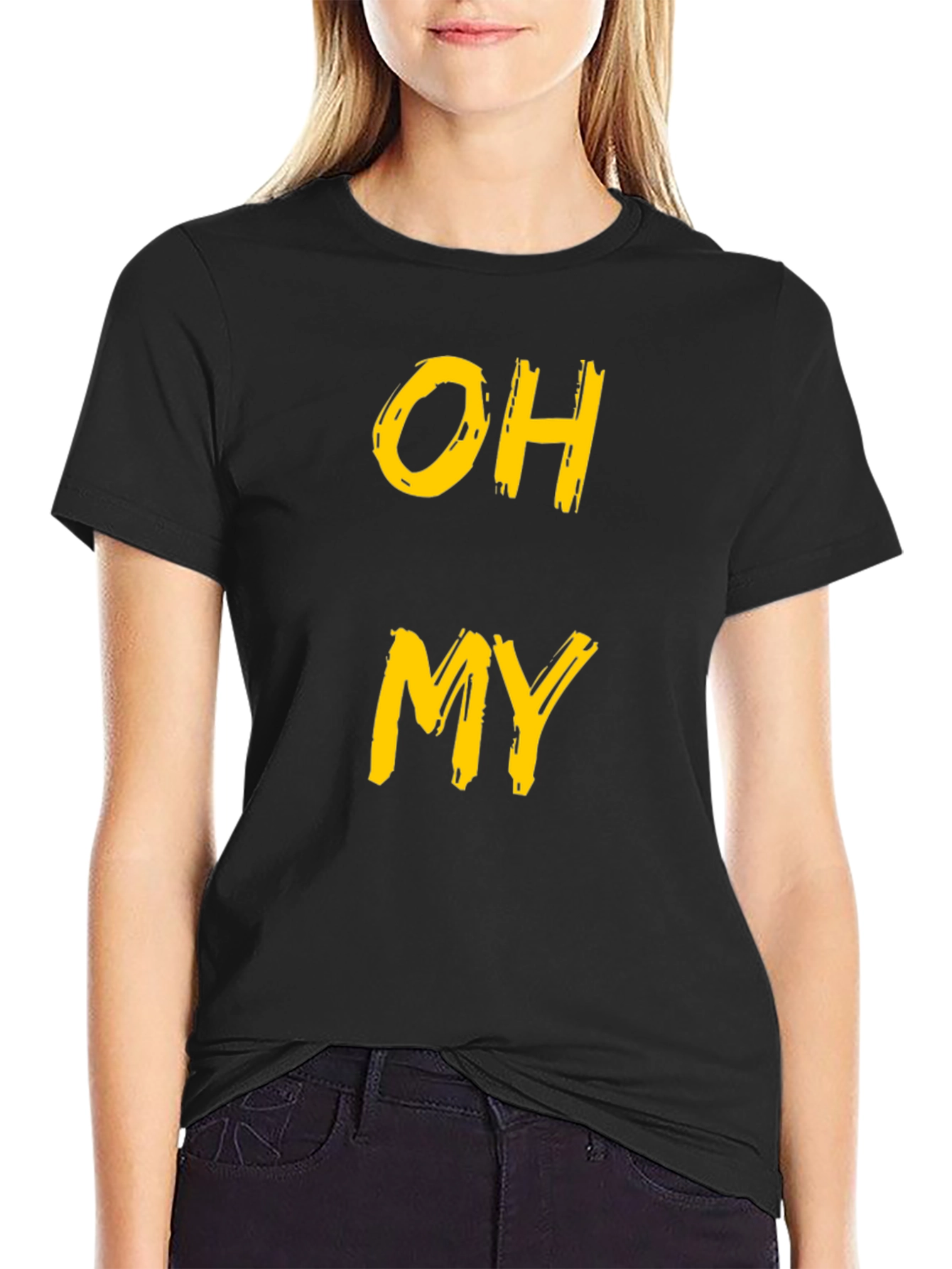 Black Oh My Graphic Tee - Funny Casual T-Shirt view 2