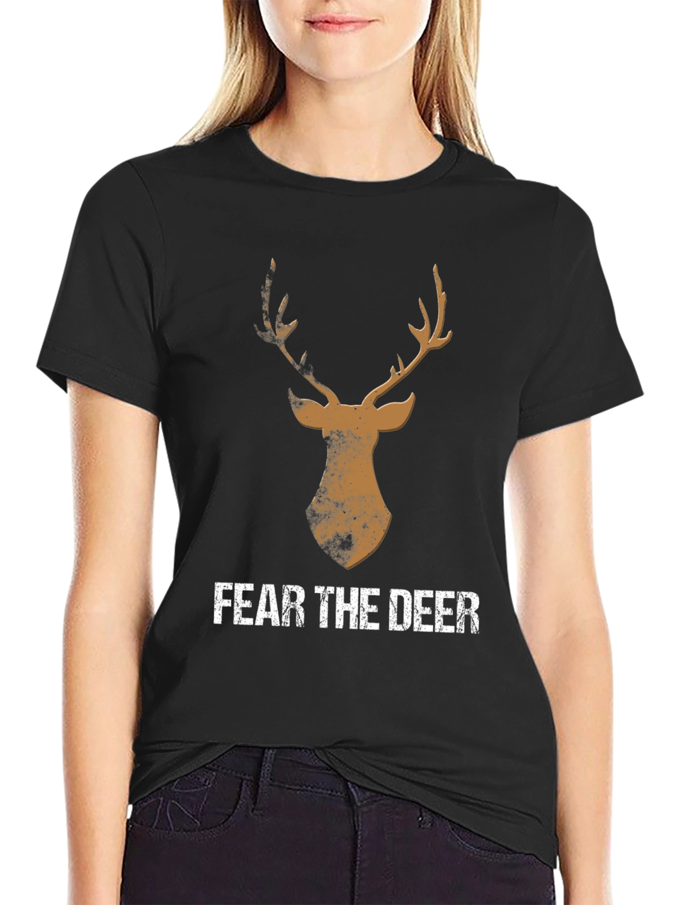 Black Fear the Deer Graphic Tee - Men's Black T-Shirt view 2