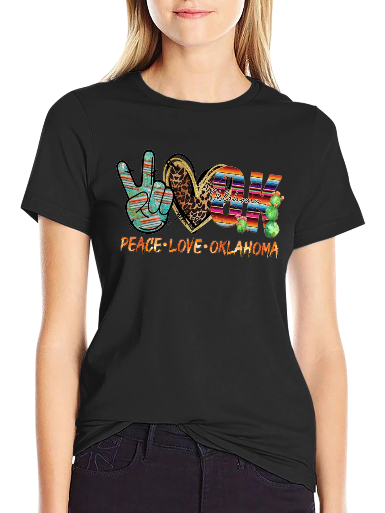 Black Peace Love Oklahoma Graphic Tee view 2