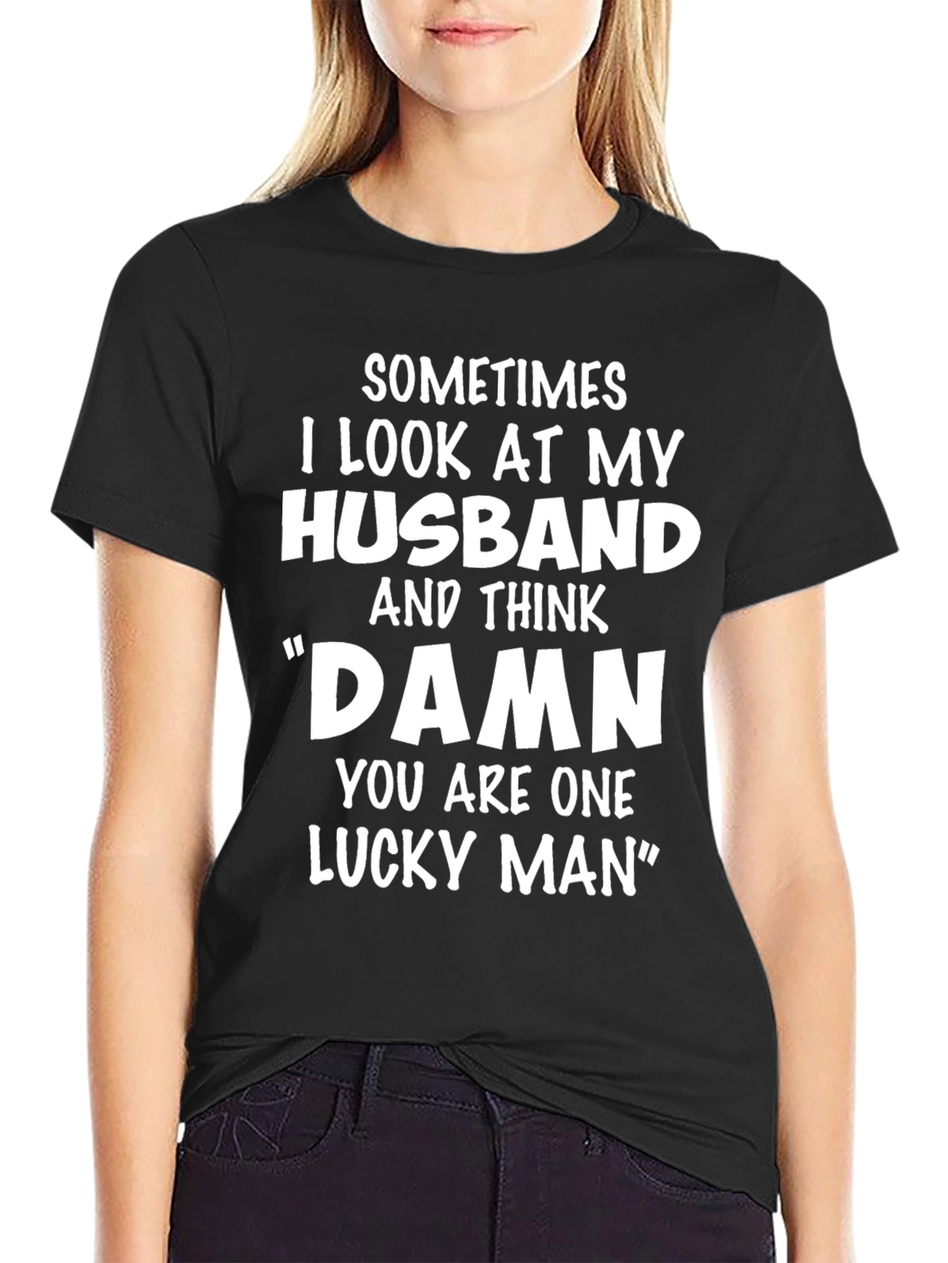 Black Husband Lucky Man Graphic T-Shirt view 2