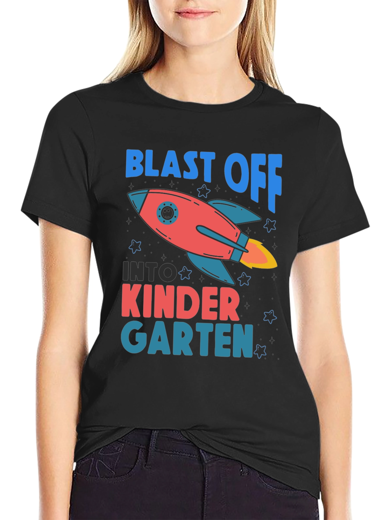 Black Blast Off to Kindergarten T-Shirt view 2